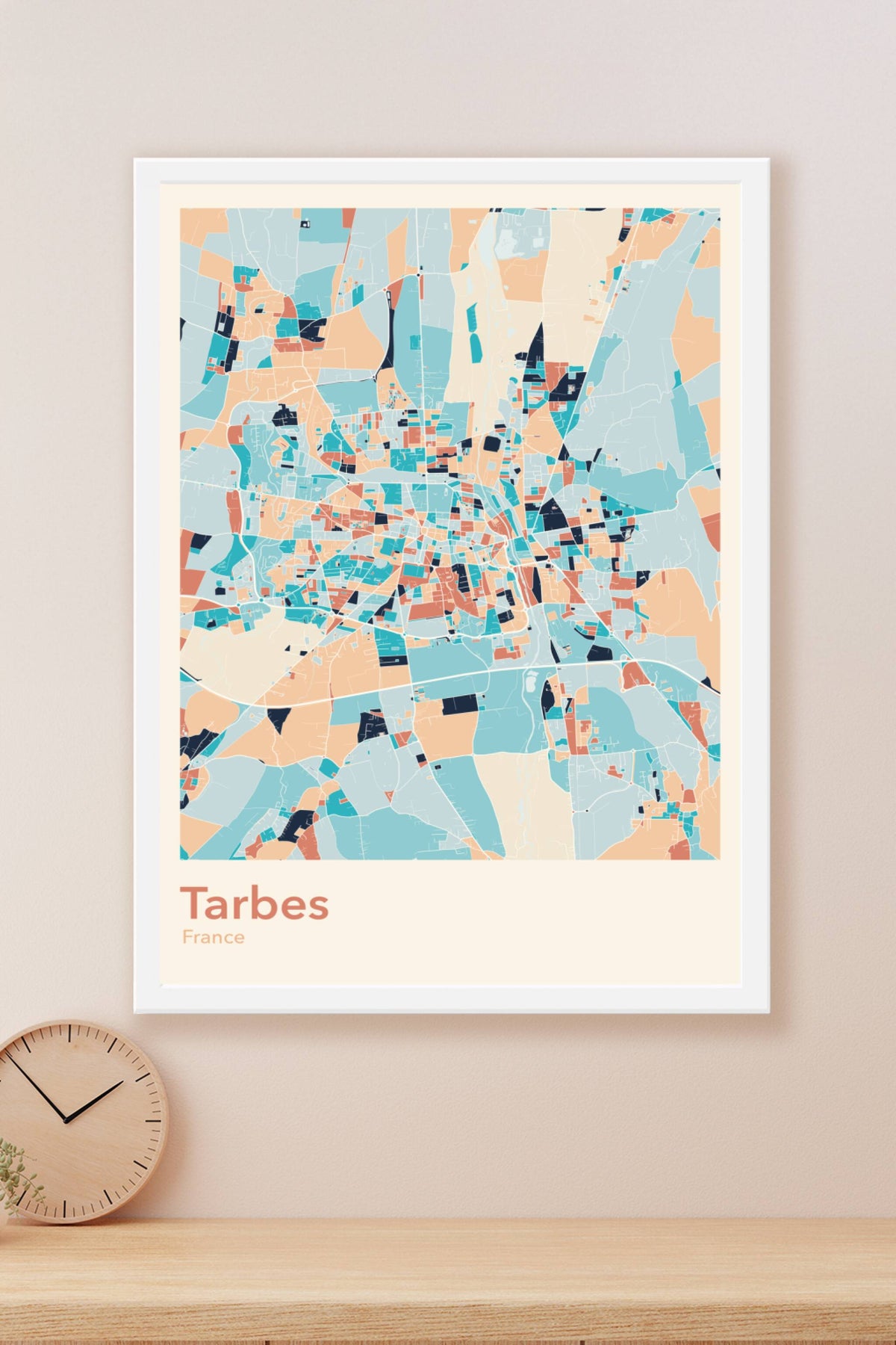 Plan de Tarbes coloré - Carte personnalisée