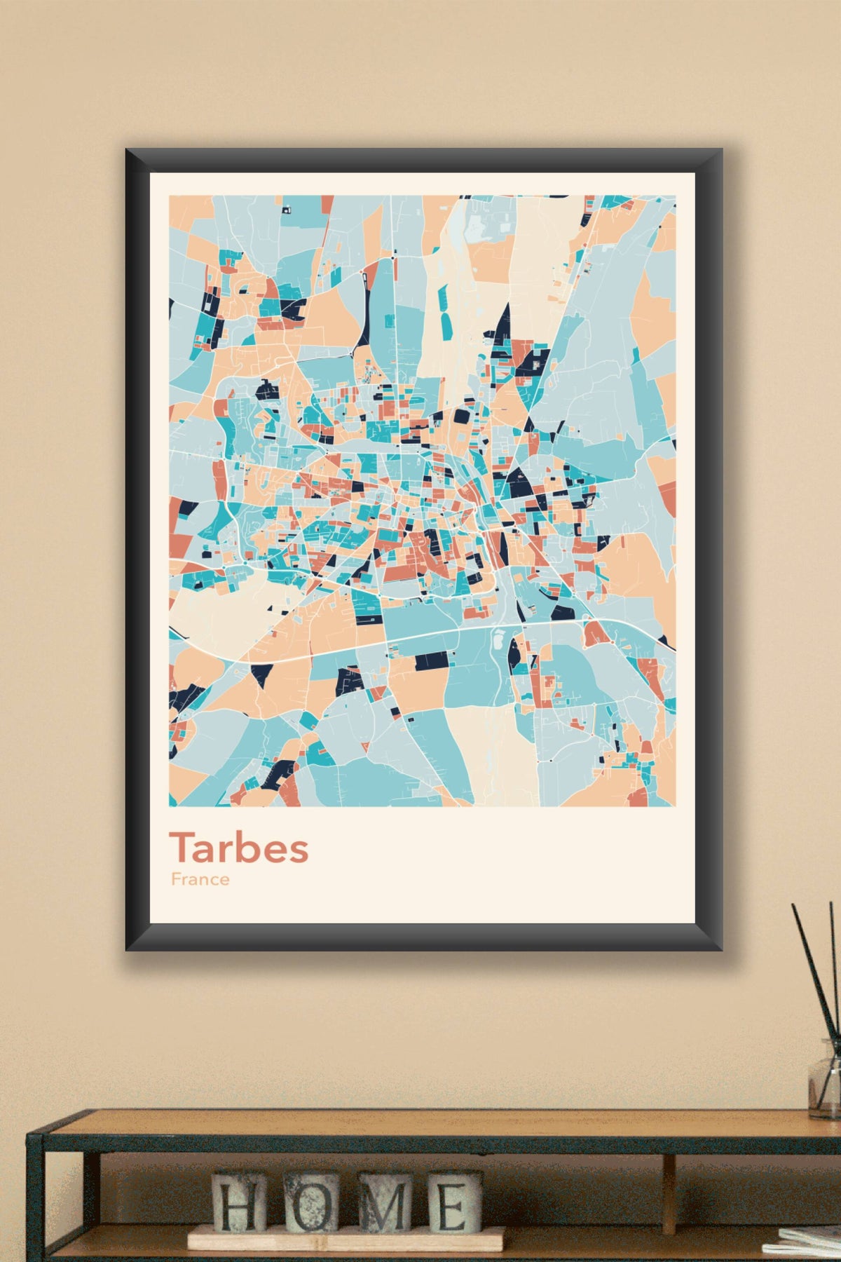 Plan de Tarbes coloré - Carte personnalisée