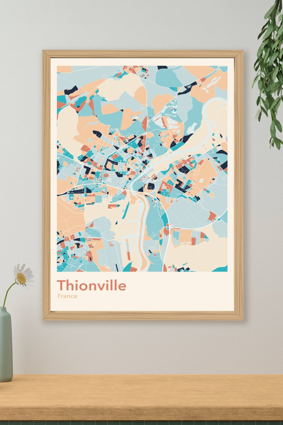 Plan de Thionville coloré - Carte personnalisée