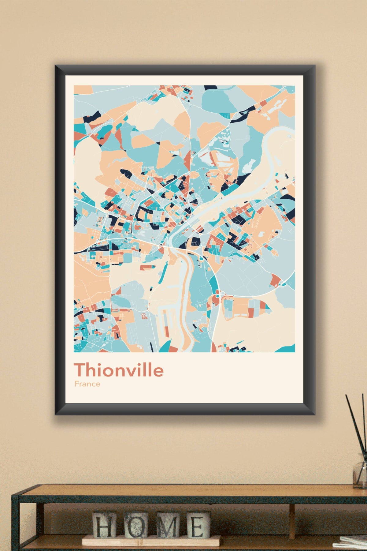 Plan de Thionville coloré - Carte personnalisée