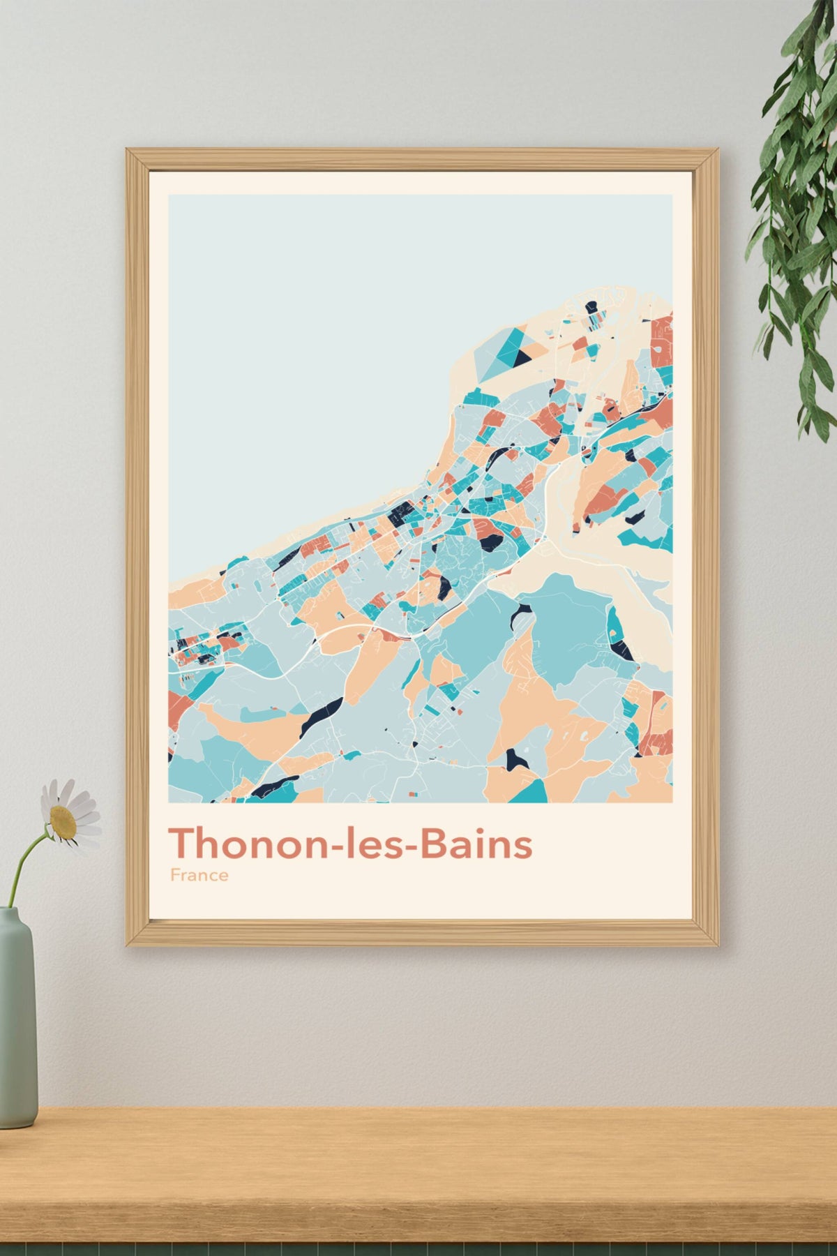 Plan de Thonon-les-Bains coloré - Carte personnalisée