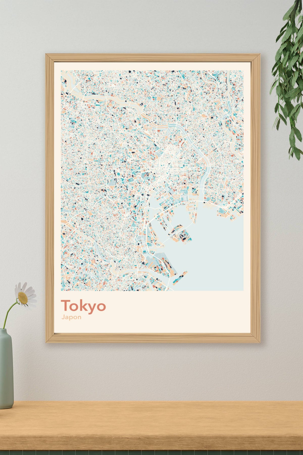 Plan de Tokyo coloré - Carte personnalisée