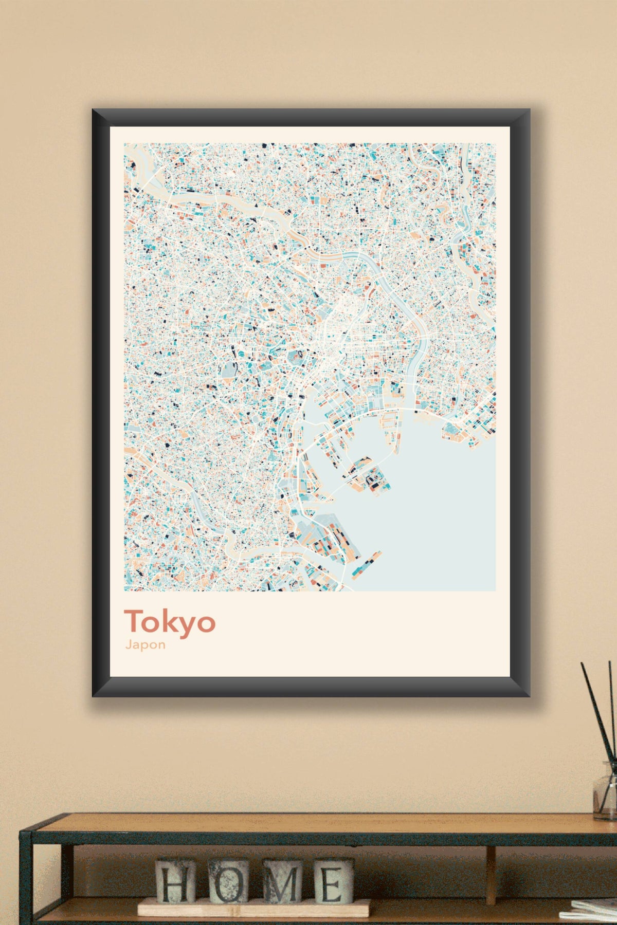 Plan de Tokyo coloré - Carte personnalisée