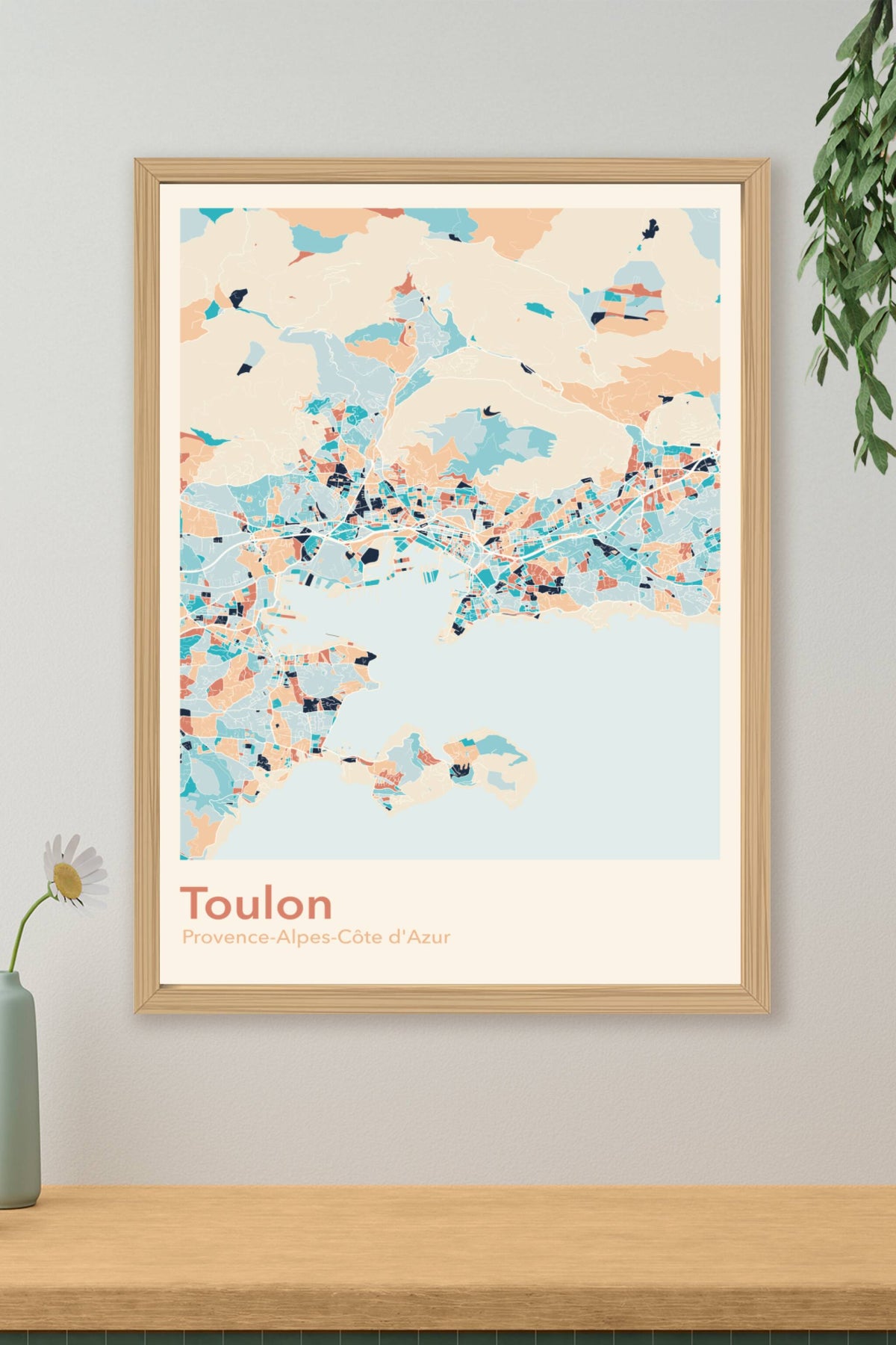 Plan de Toulon coloré - Carte personnalisée