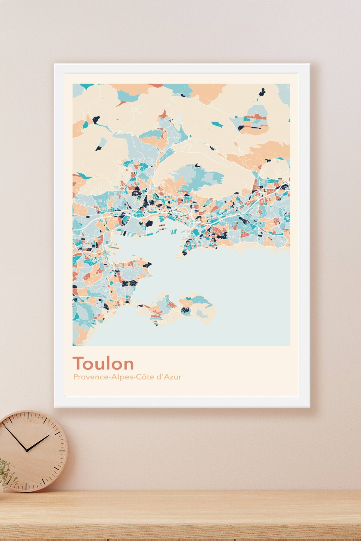 Plan de Toulon coloré - Carte personnalisée