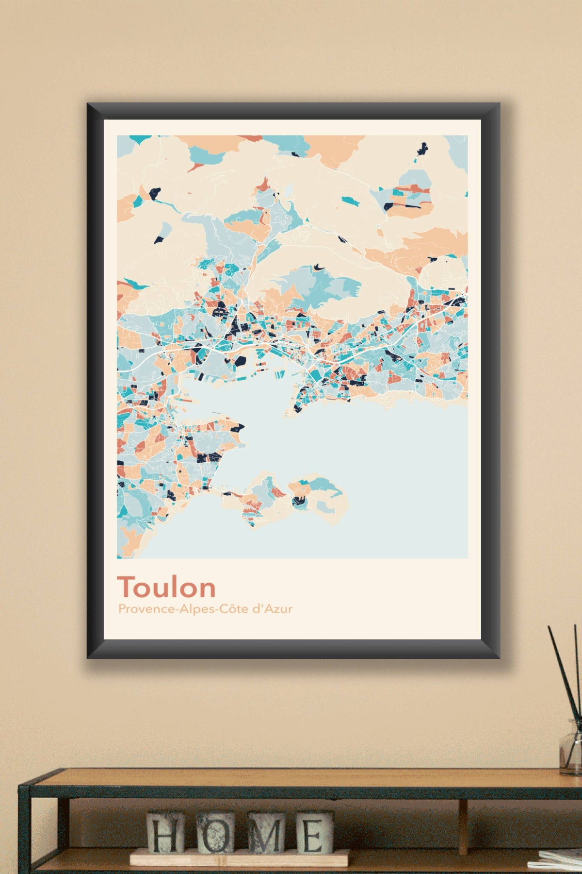 Plan de Toulon coloré - Carte personnalisée