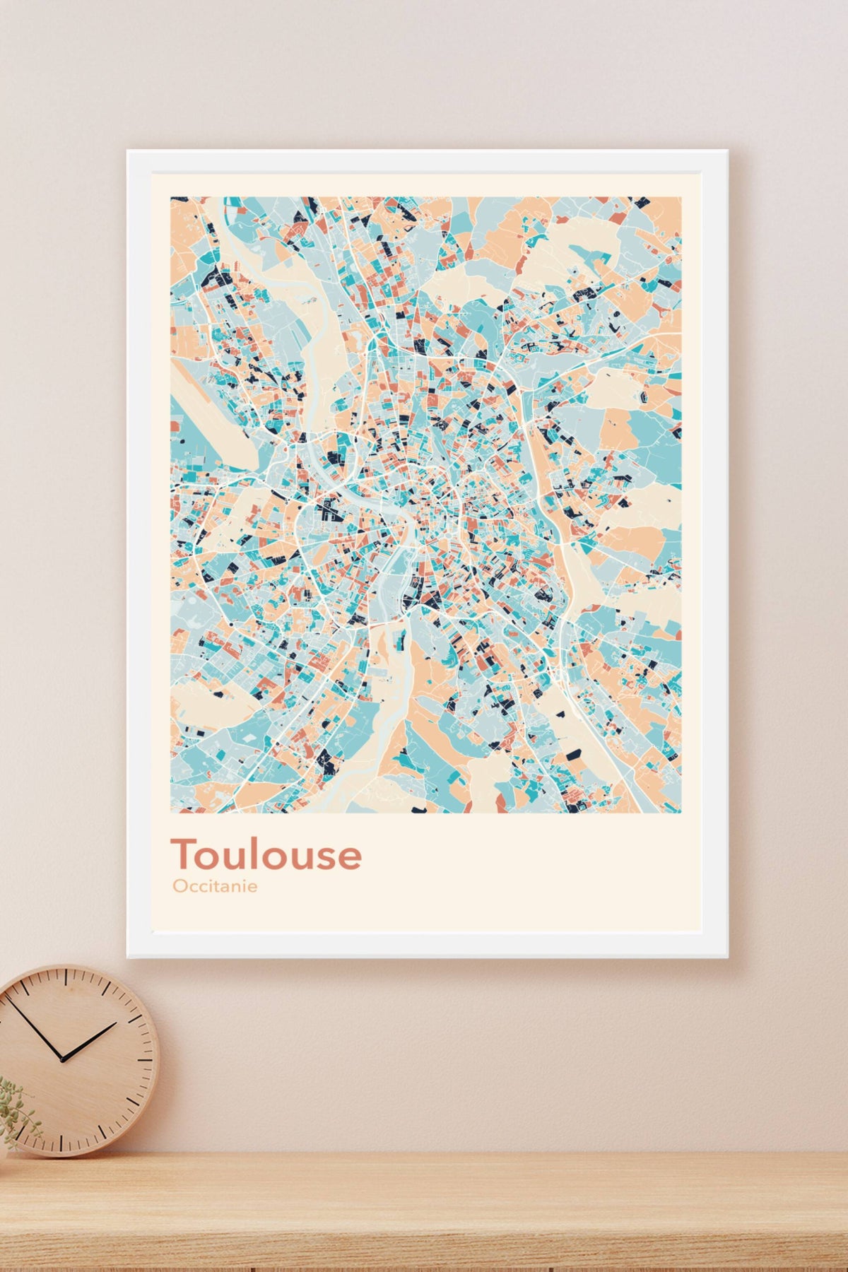 Plan de Toulouse coloré - Carte personnalisée