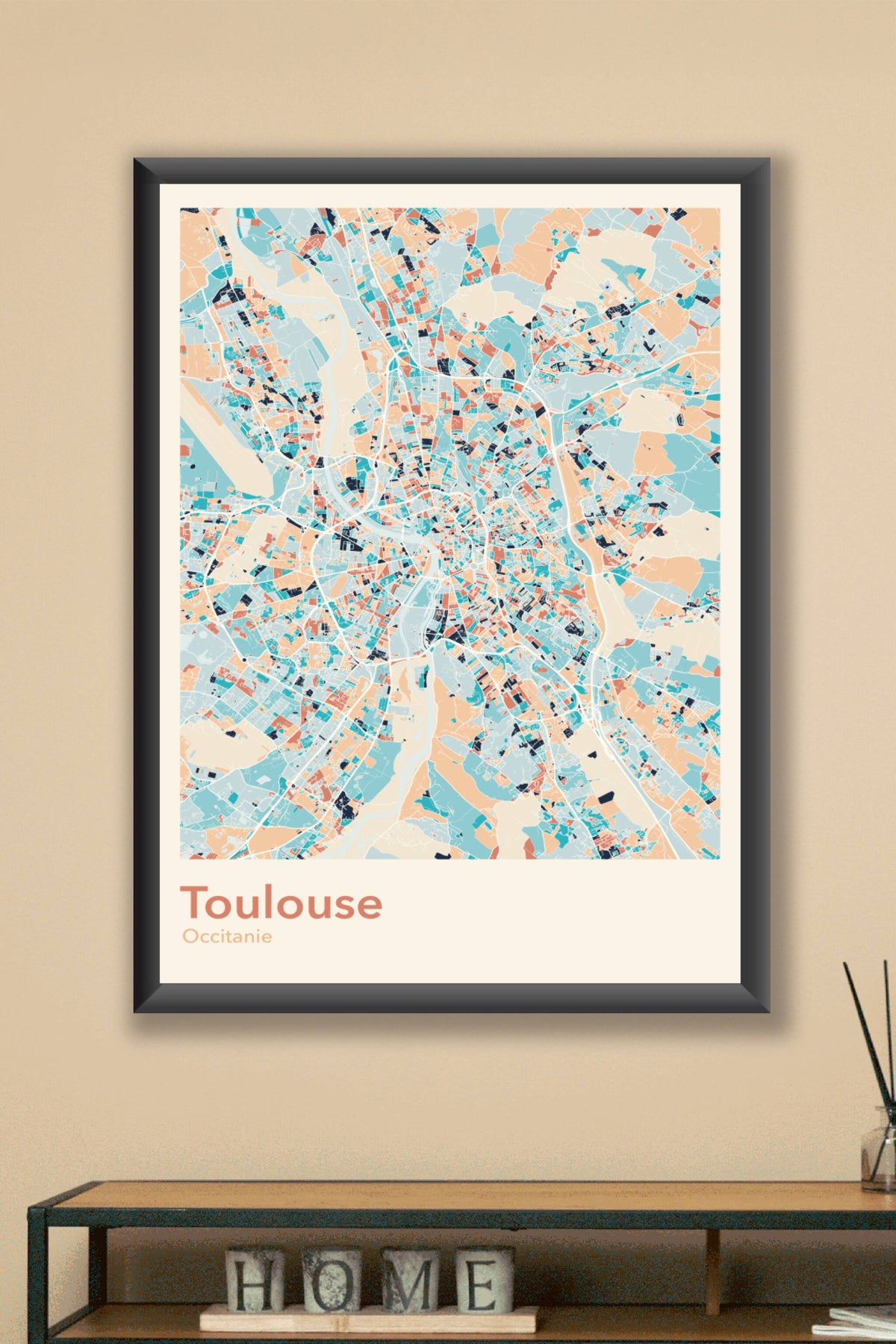 Plan de Toulouse coloré - Carte personnalisée