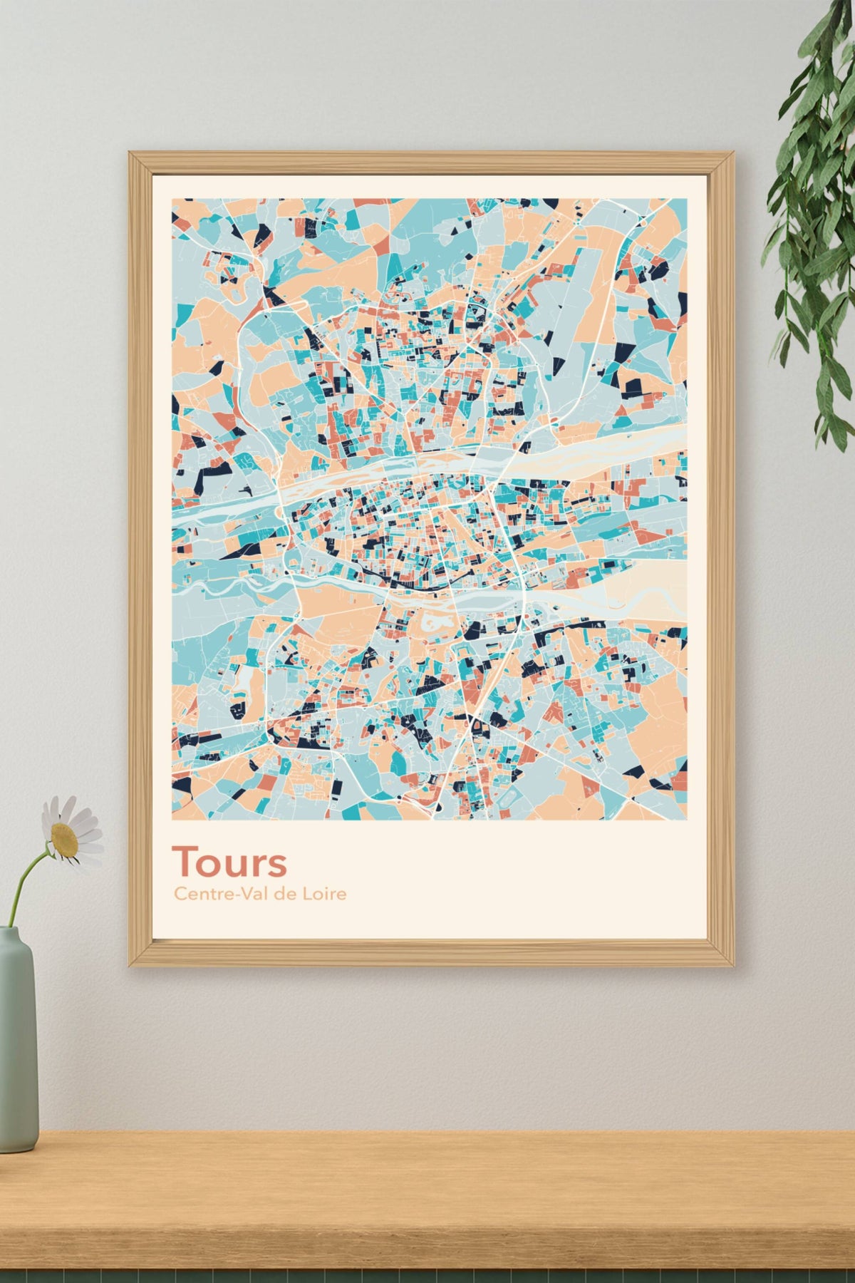 Plan de Tours coloré - Carte personnalisée