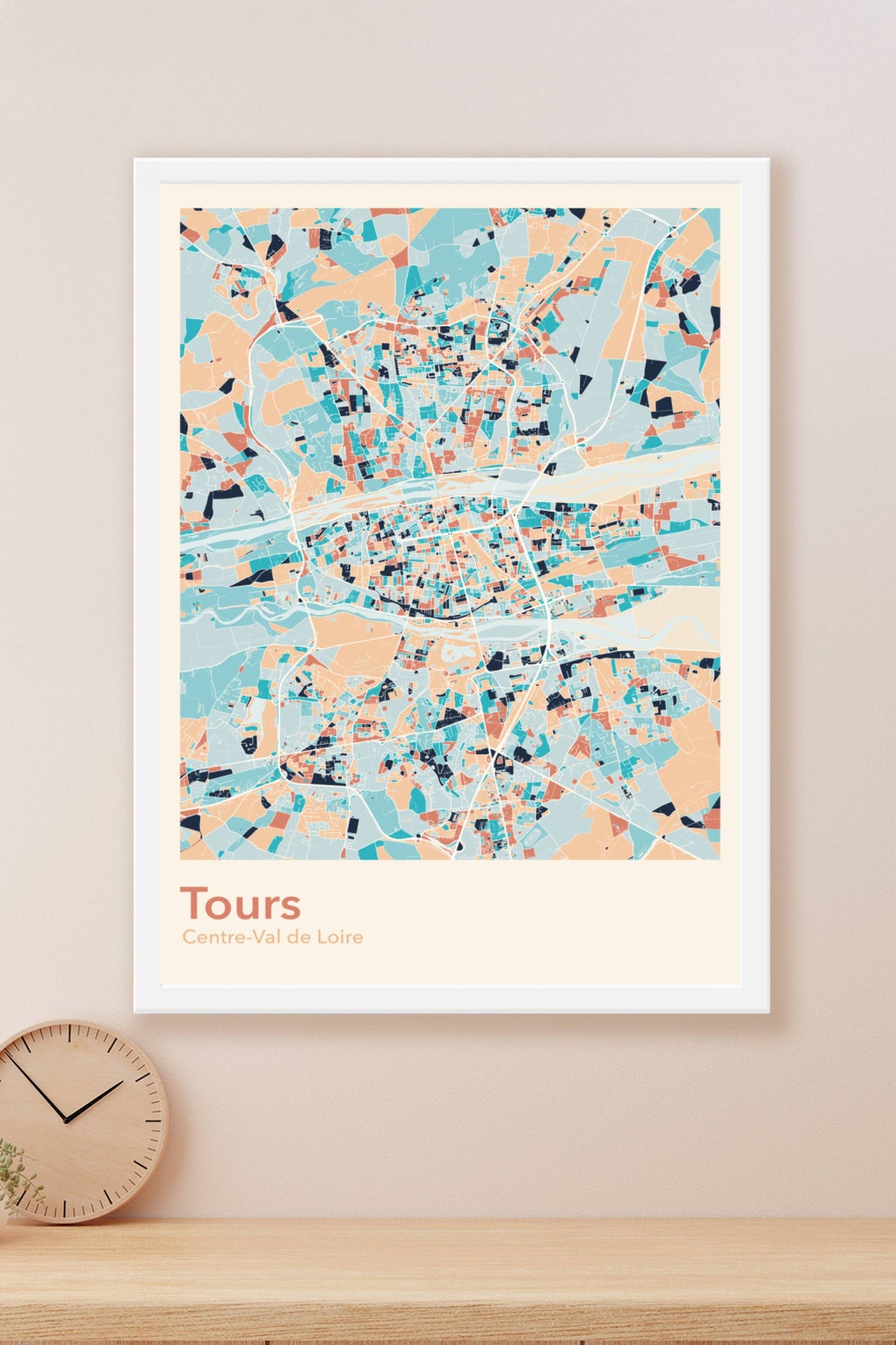 Plan de Tours coloré - Carte personnalisée