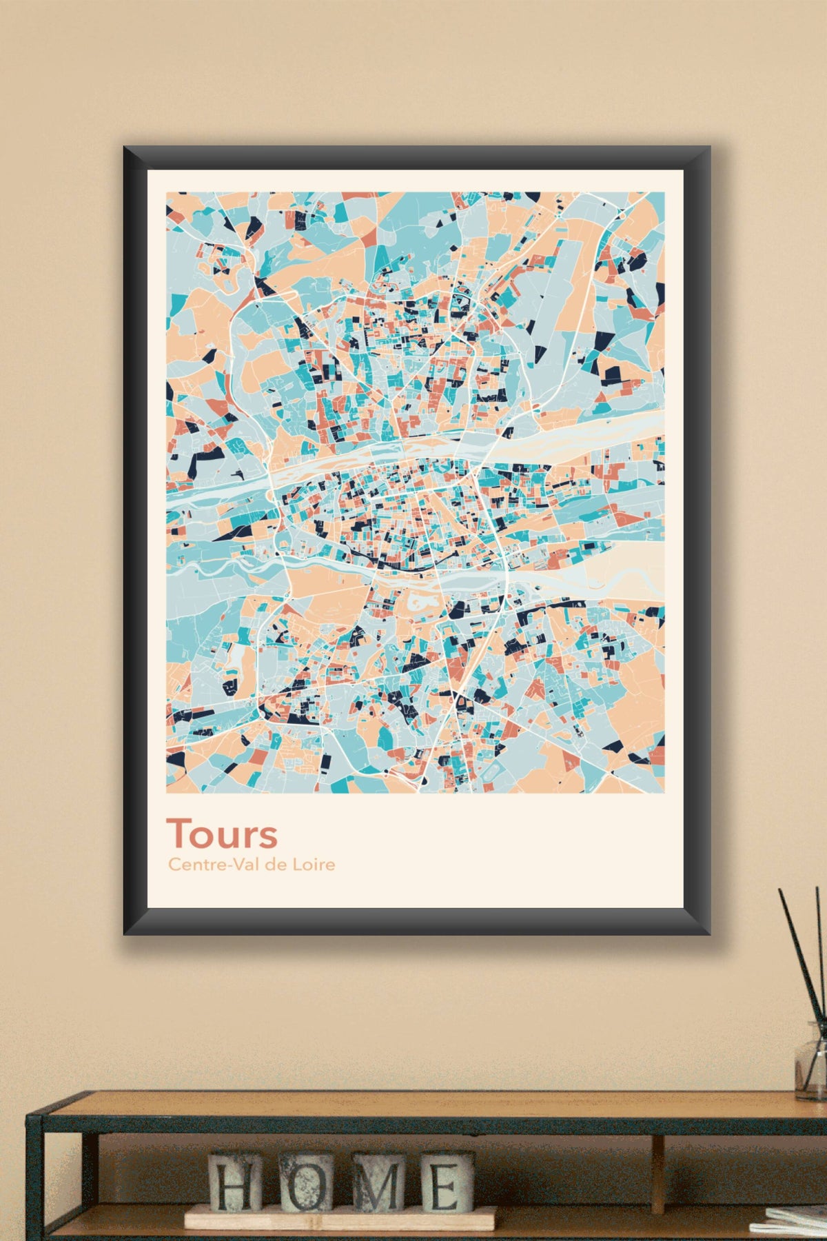 Plan de Tours coloré - Carte personnalisée