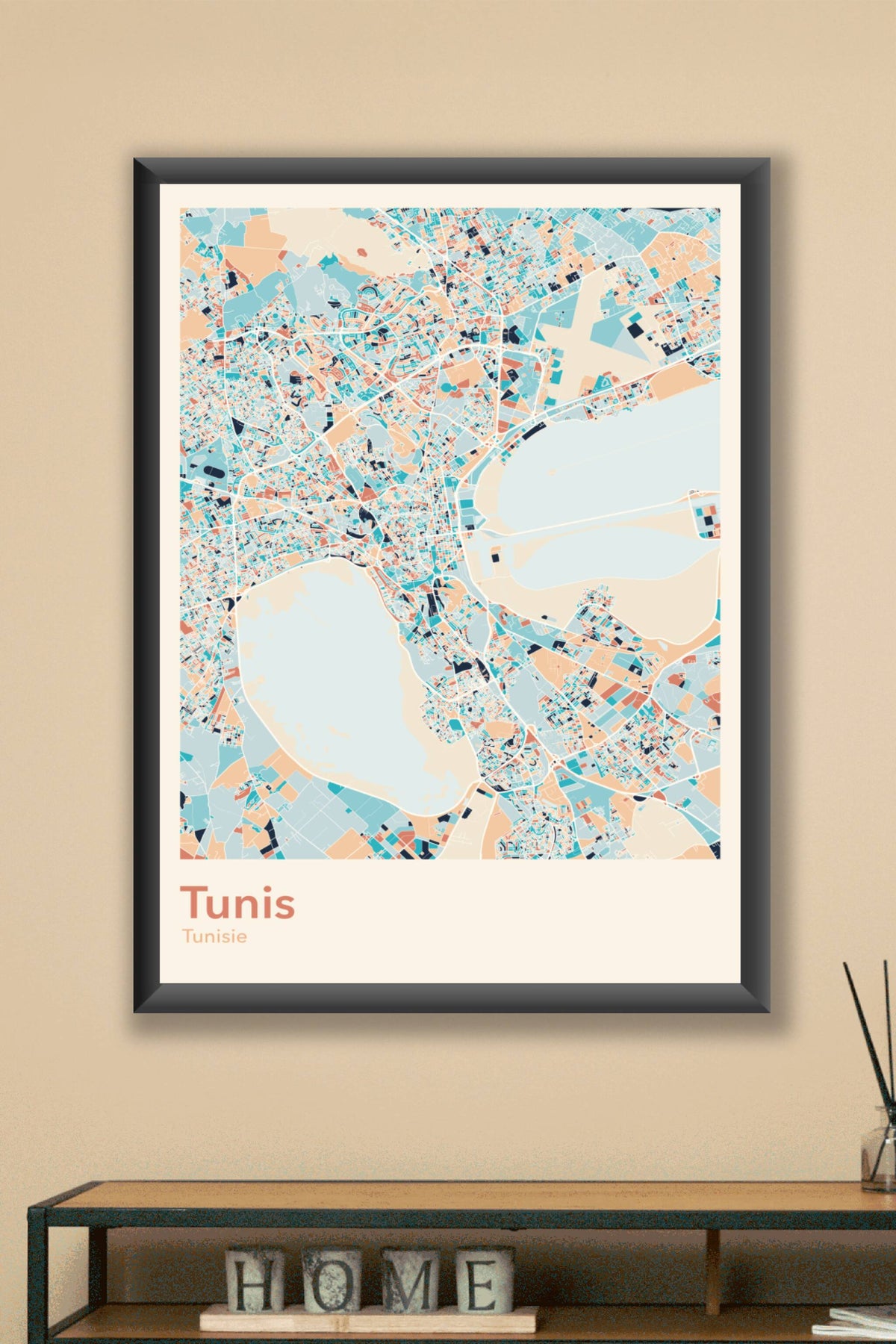 Plan de Tunis coloré - Carte personnalisée