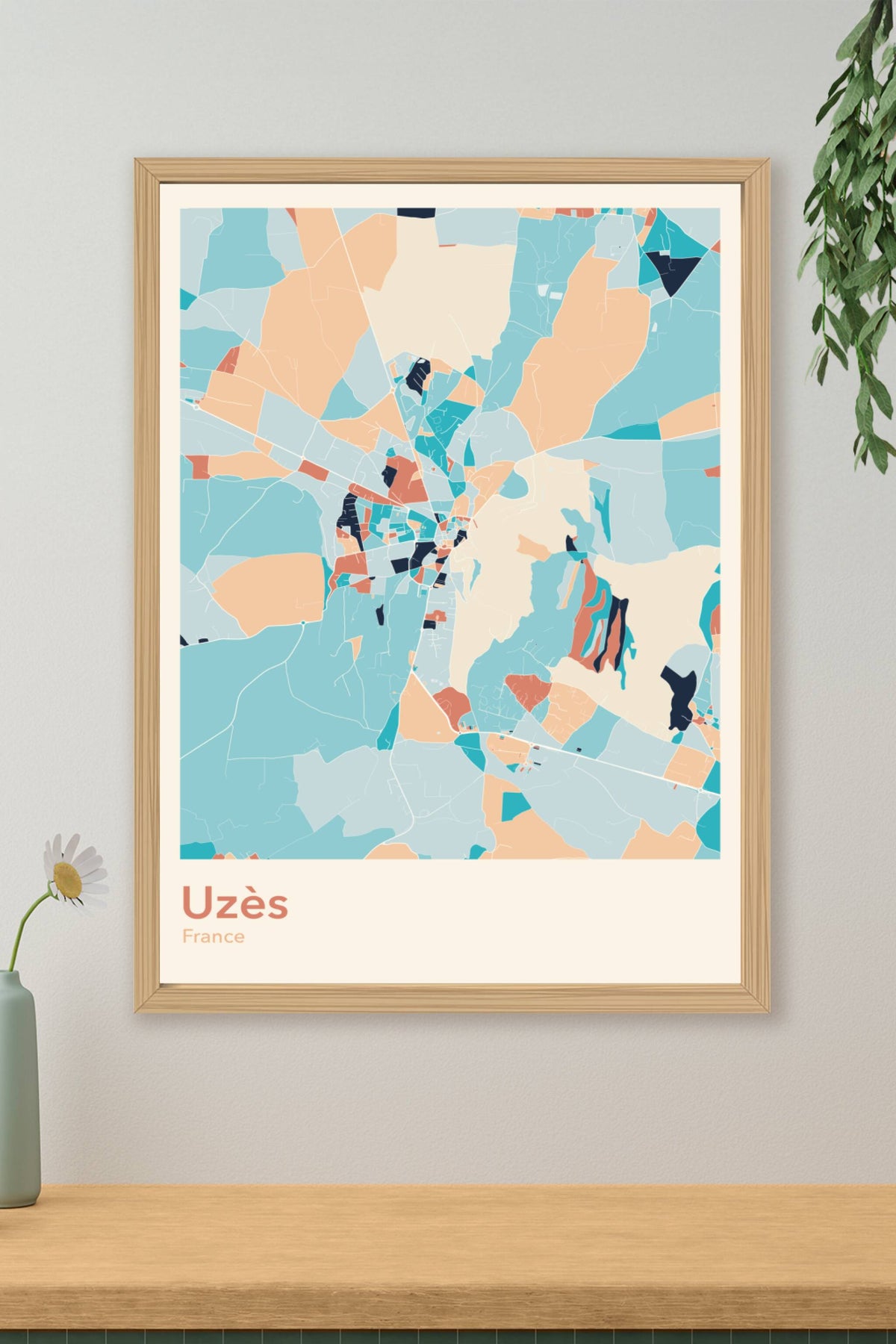 Plan d'Uzès coloré - Carte personnalisée