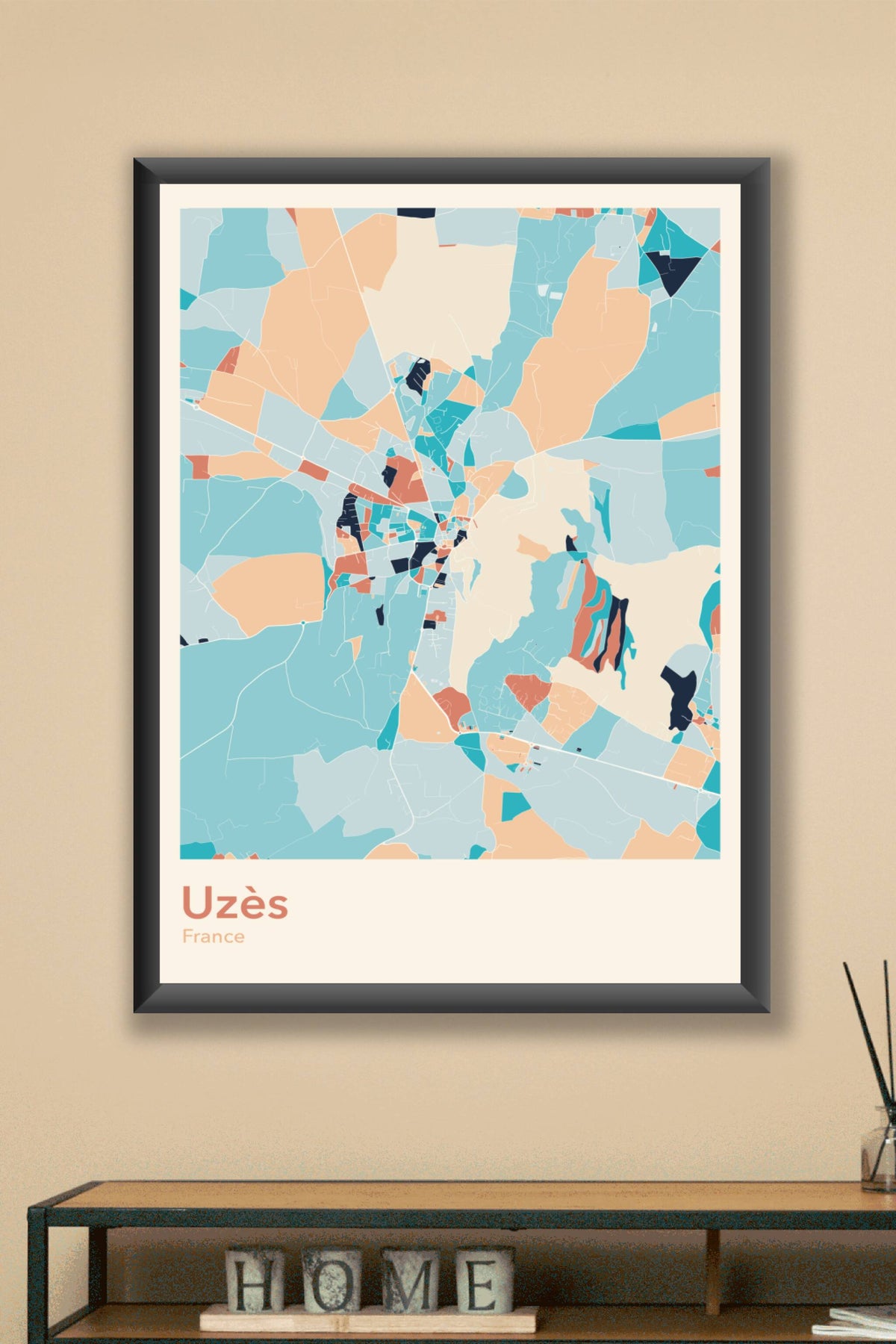Plan d'Uzès coloré - Carte personnalisée