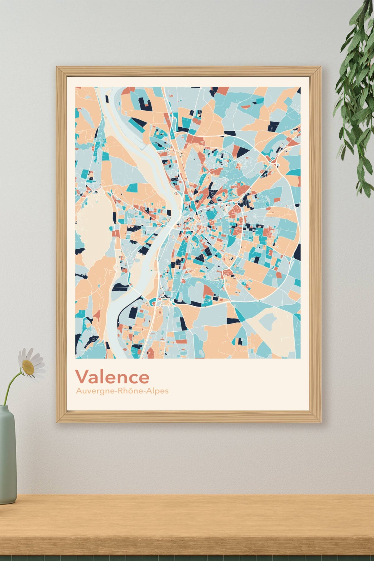Plan de Valence coloré - Carte personnalisée