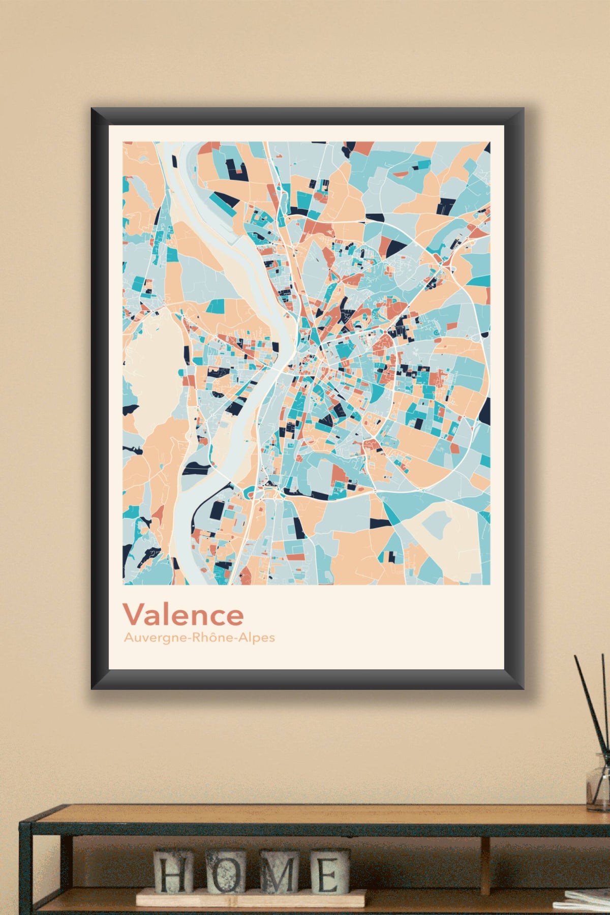 Plan de Valence coloré - Carte personnalisée