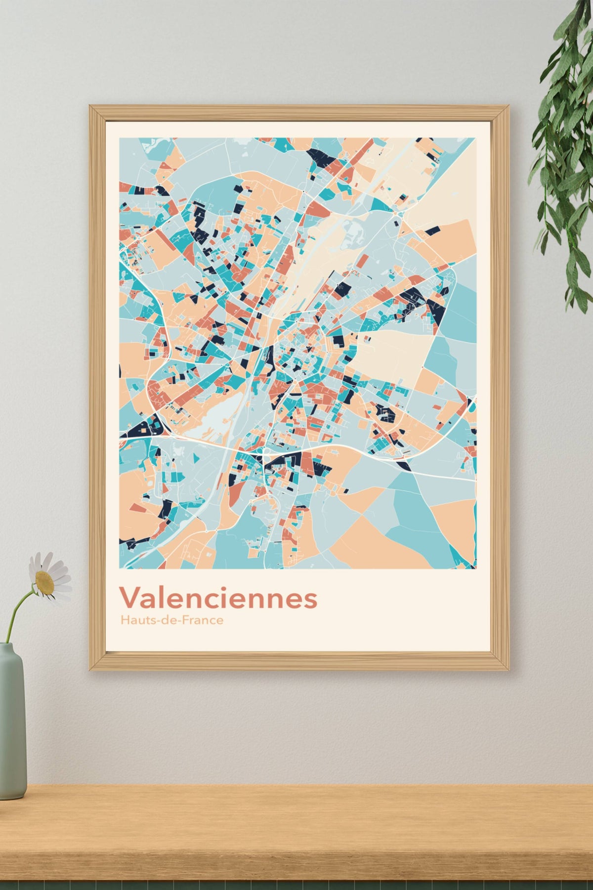 Plan de Valenciennes coloré - Carte personnalisée