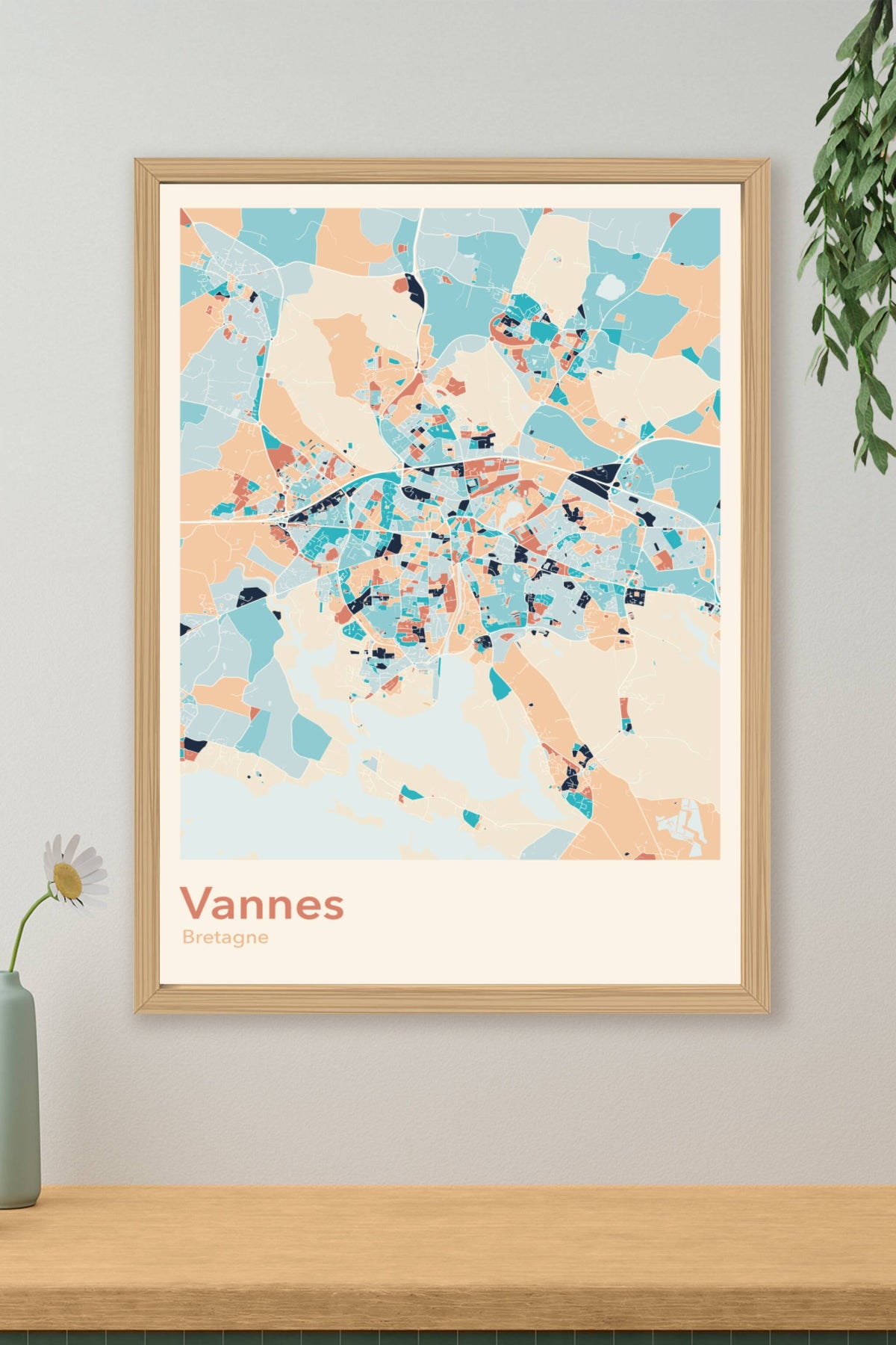Plan de Vannes coloré - Carte personnalisée