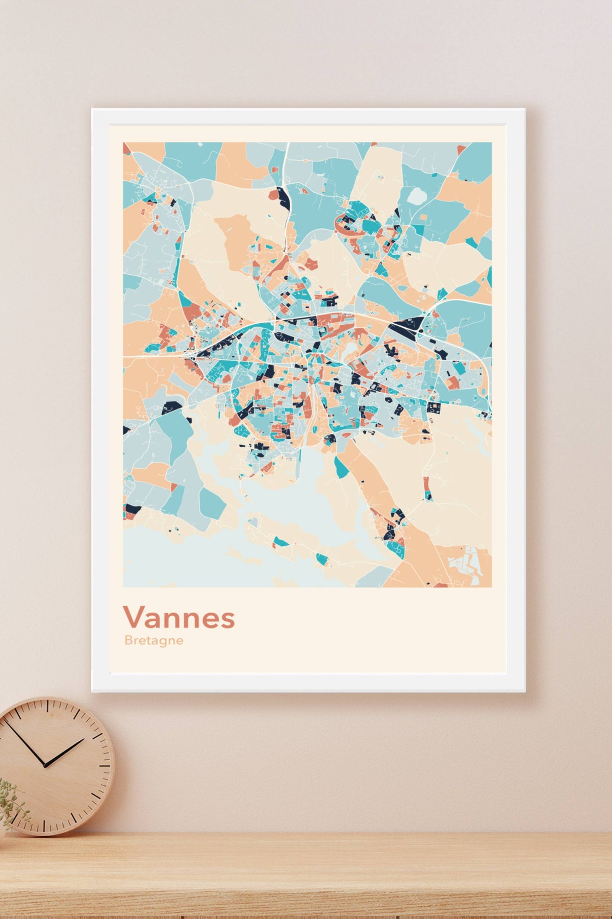 Plan de Vannes coloré - Carte personnalisée
