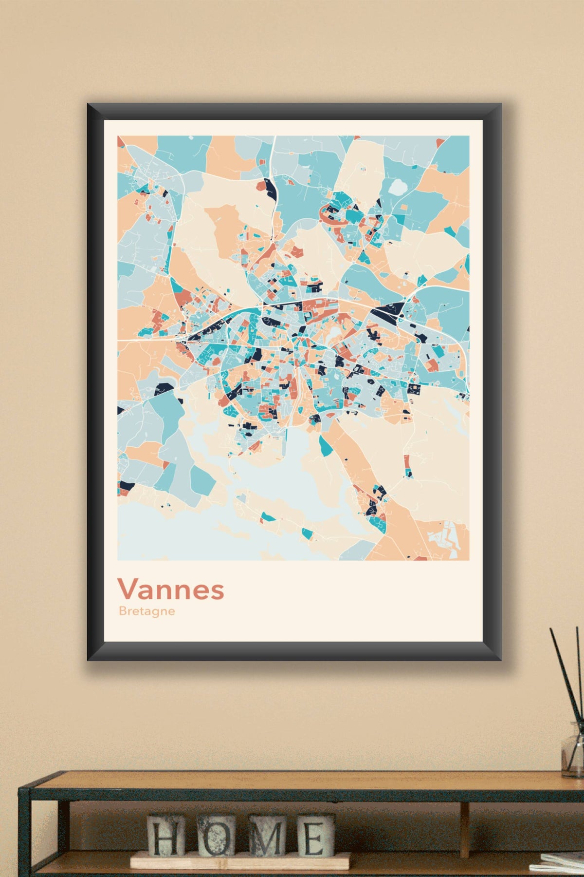 Plan de Vannes coloré - Carte personnalisée