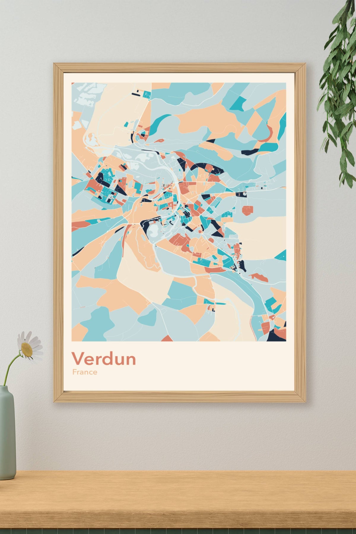 Plan de Verdun coloré - Carte personnalisée