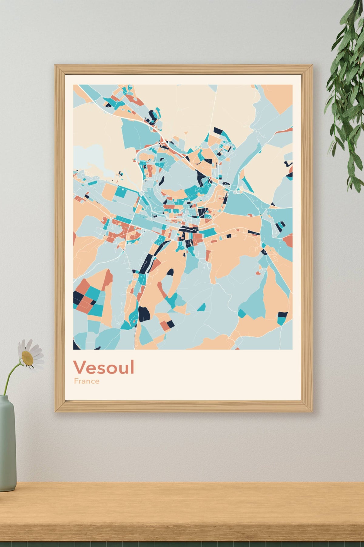 Plan de Vesoul coloré - Carte personnalisée