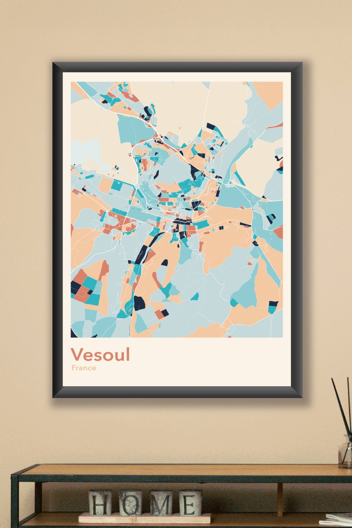 Plan de Vesoul coloré - Carte personnalisée