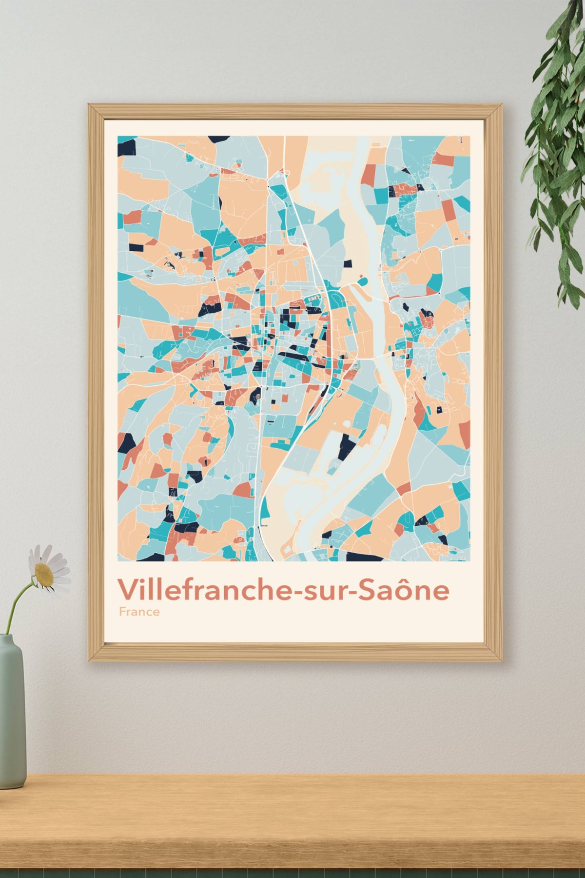 Plan de Villefranche-sur-Saône coloré - Carte personnalisée