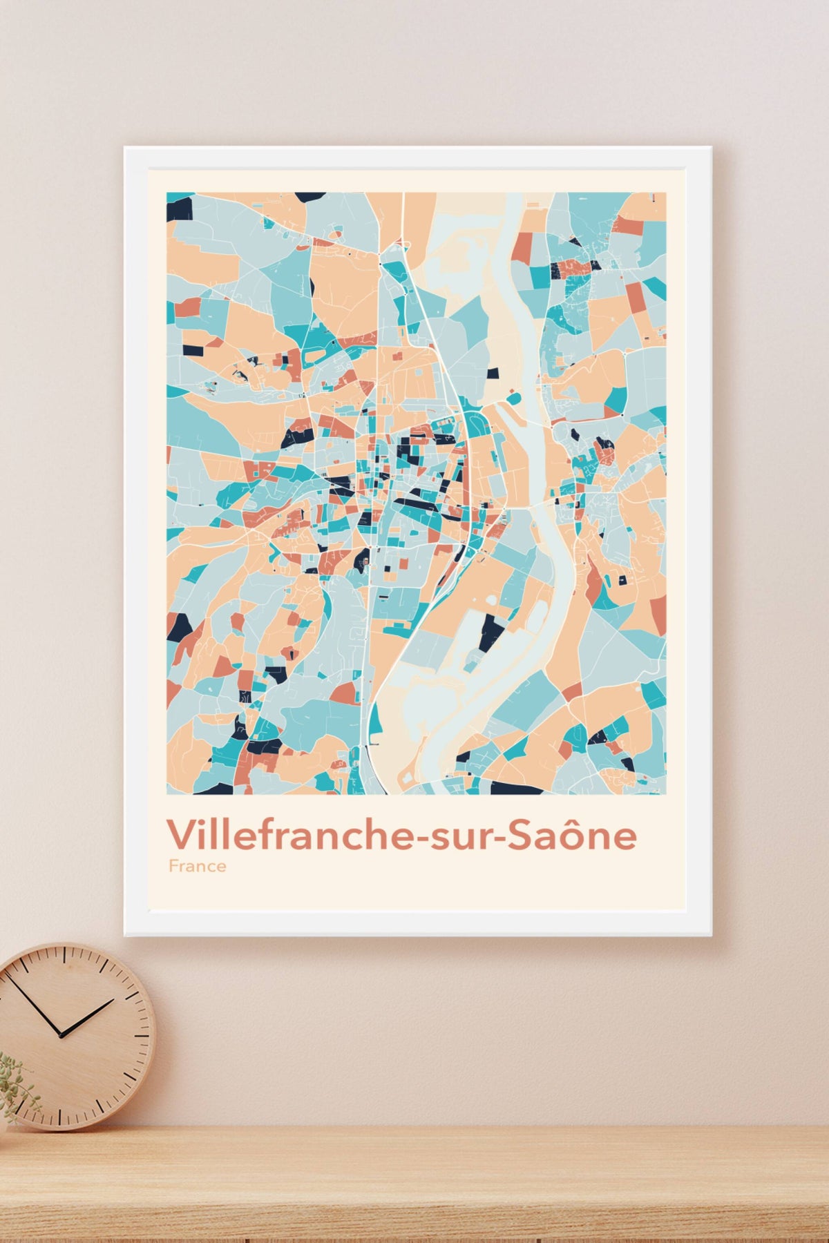 Plan de Villefranche-sur-Saône coloré - Carte personnalisée
