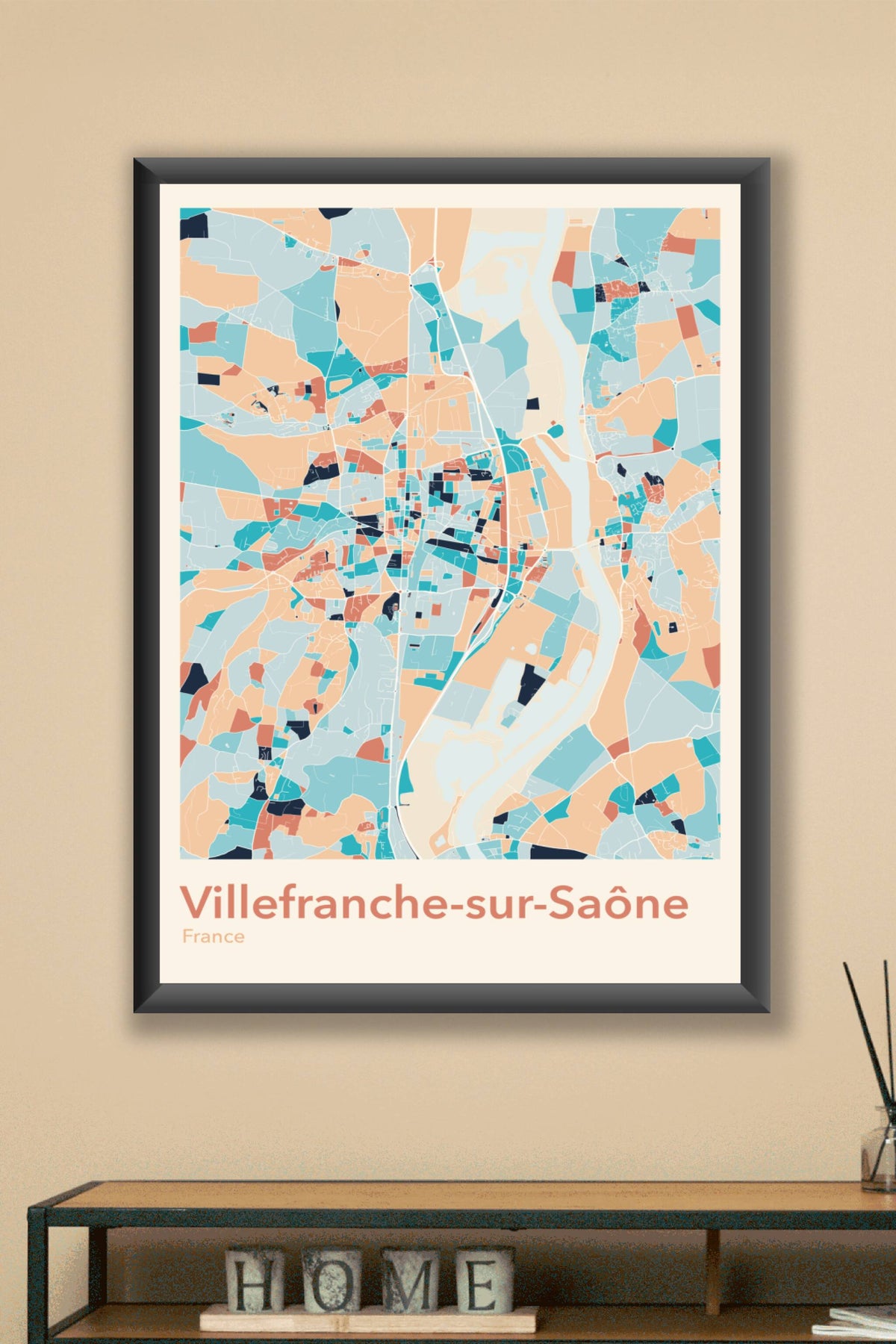 Plan de Villefranche-sur-Saône coloré - Carte personnalisée