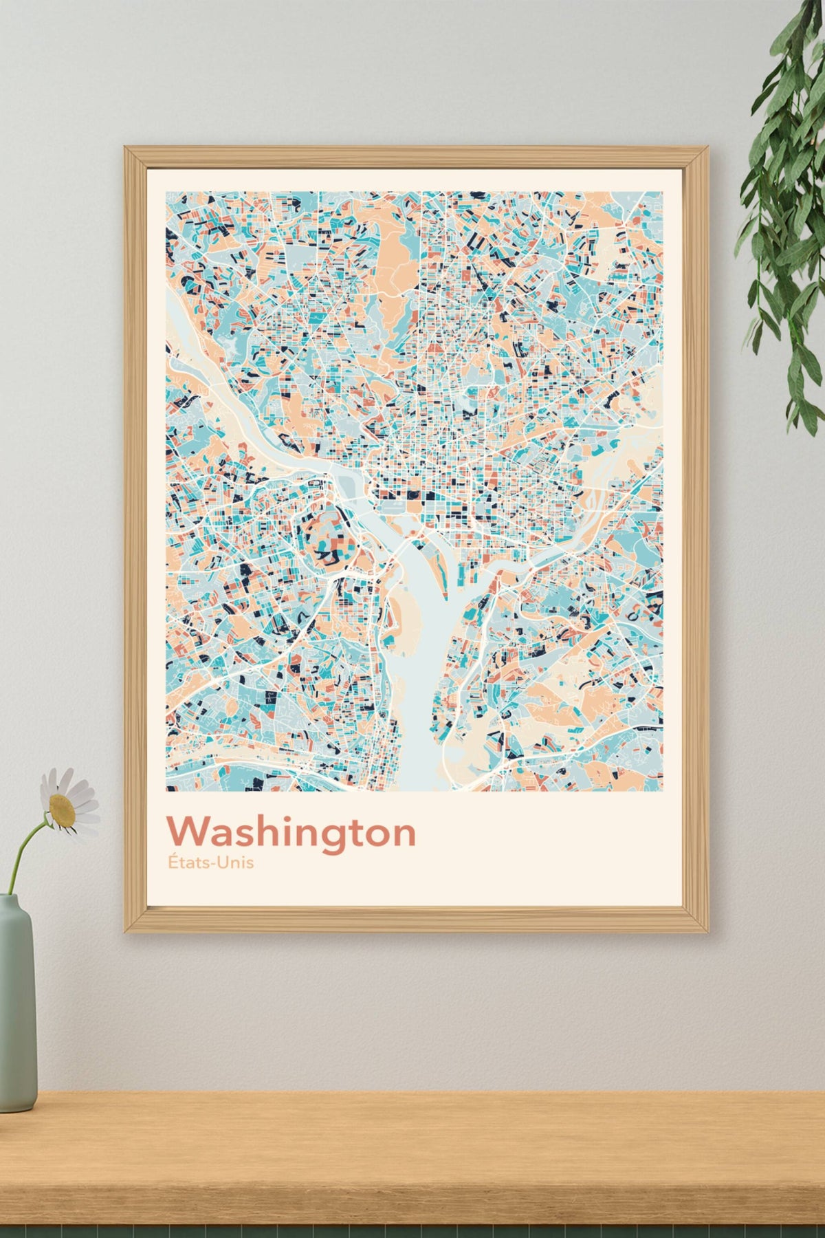 Plan de Washington coloré - Carte personnalisée