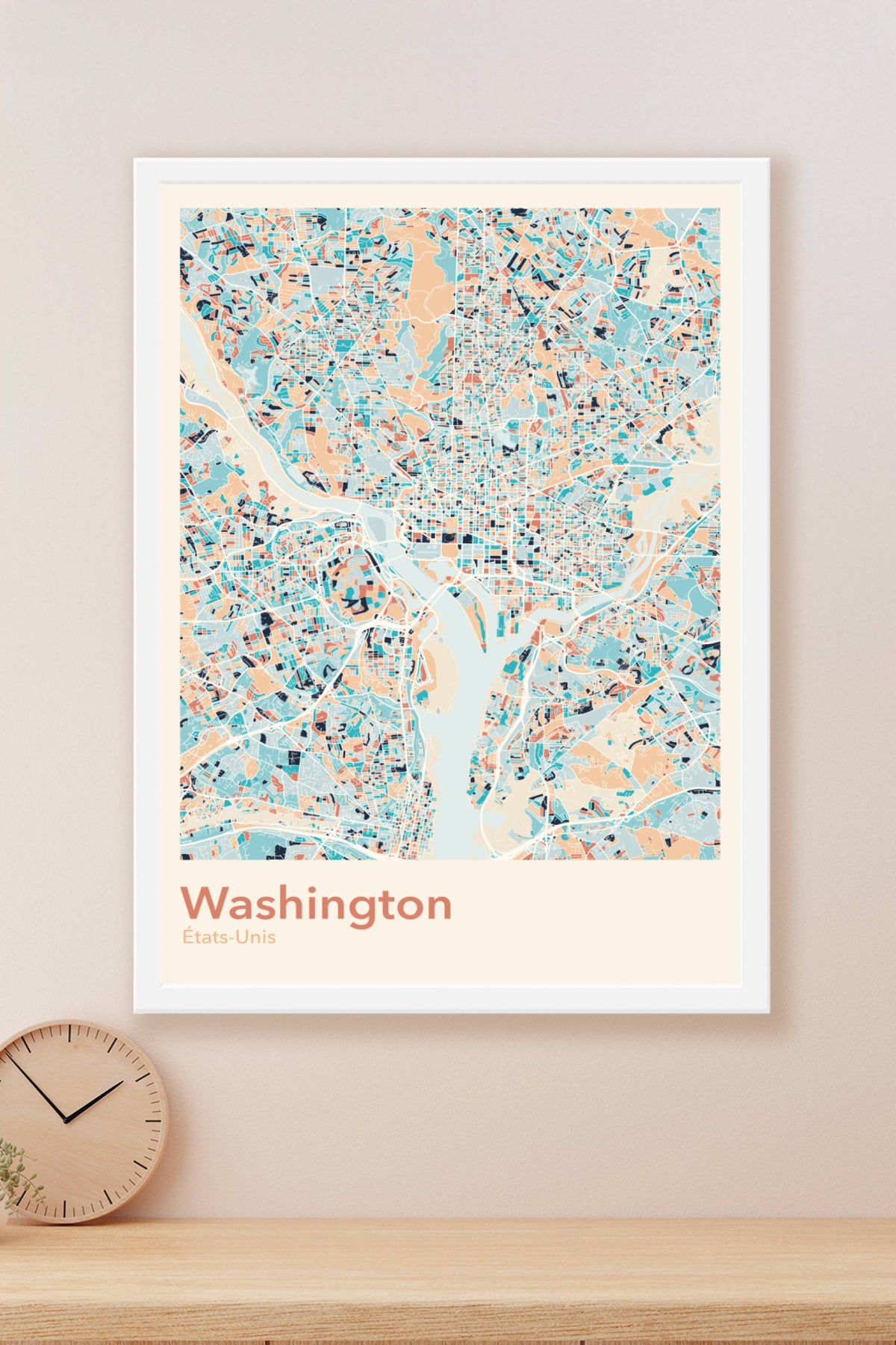 Plan de Washington coloré - Carte personnalisée