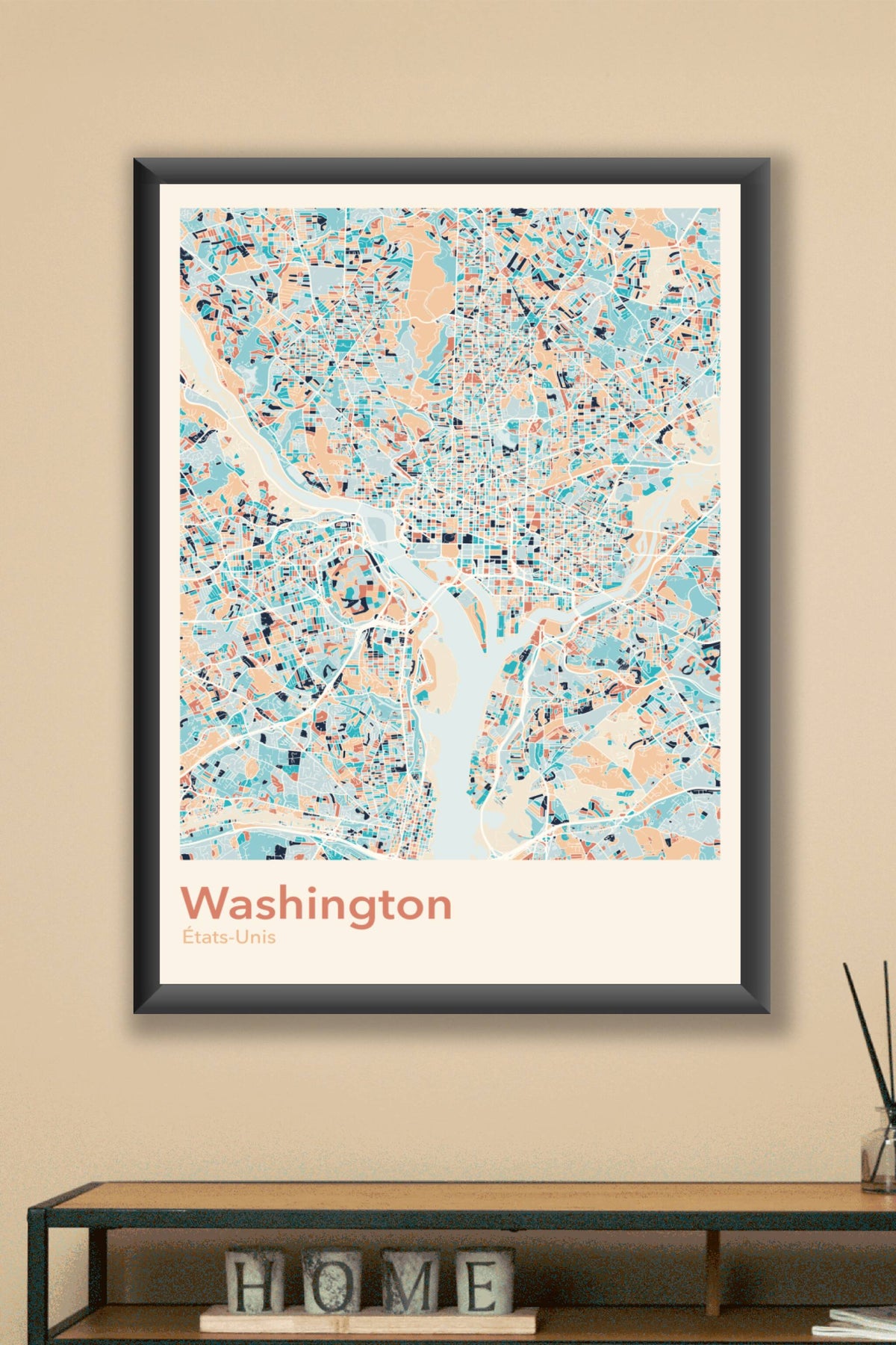 Plan de Washington coloré - Carte personnalisée