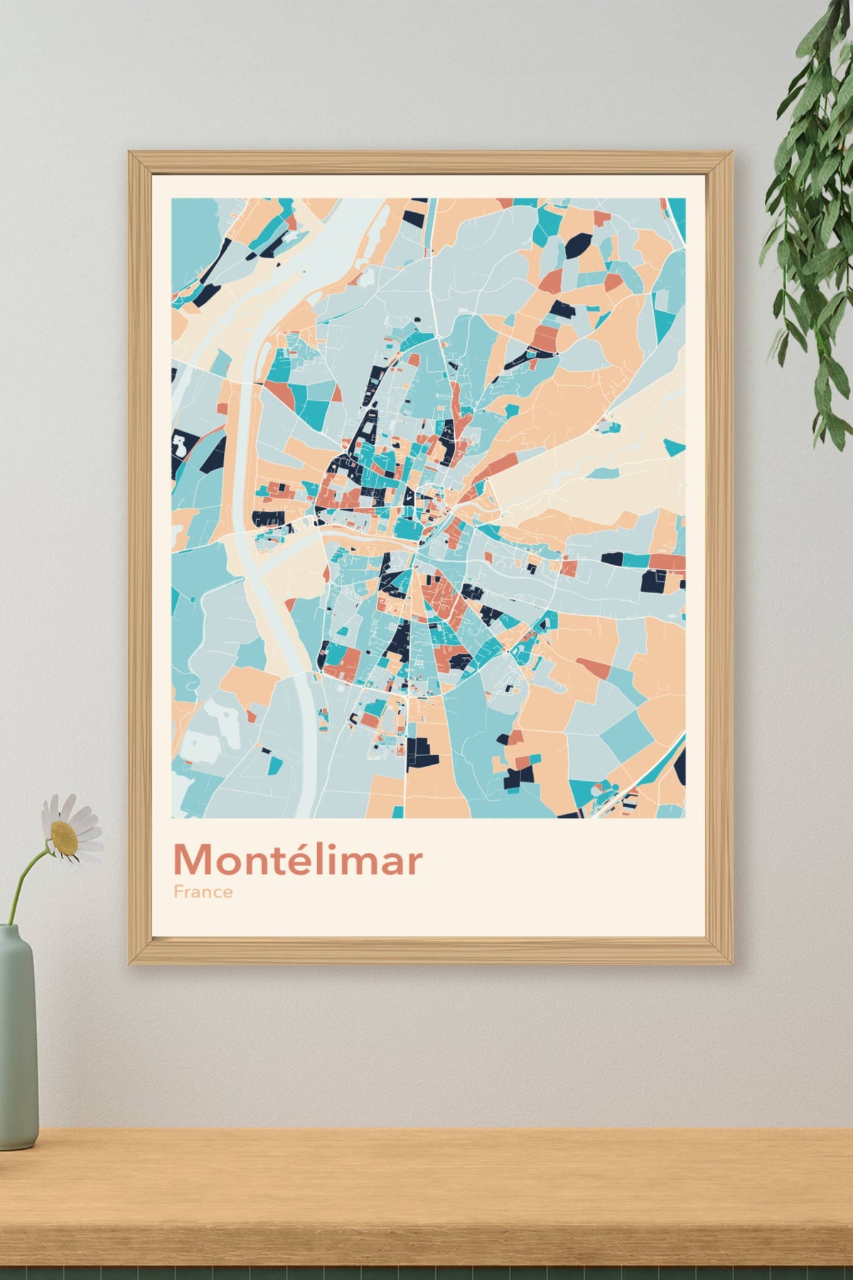 Plan de Montélimar coloré - Carte personnalisée