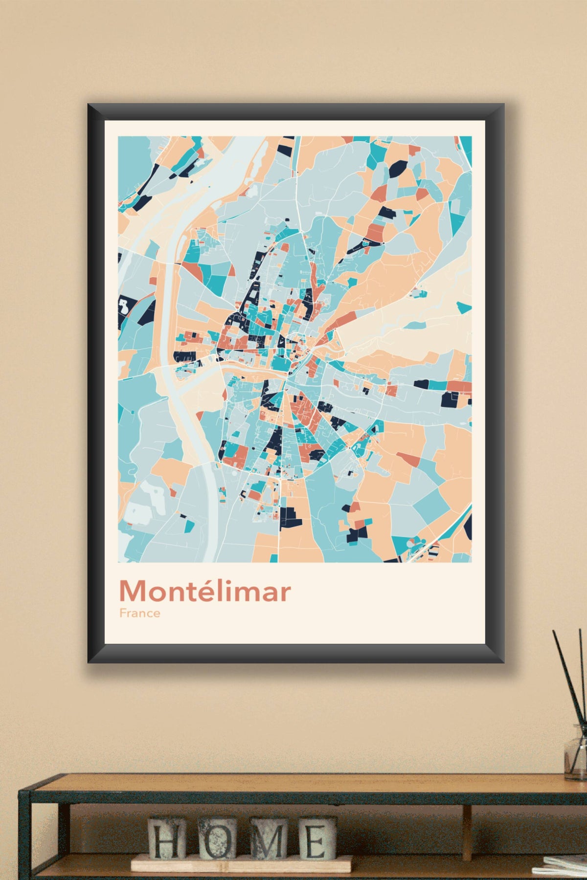 Plan de Montélimar coloré - Carte personnalisée