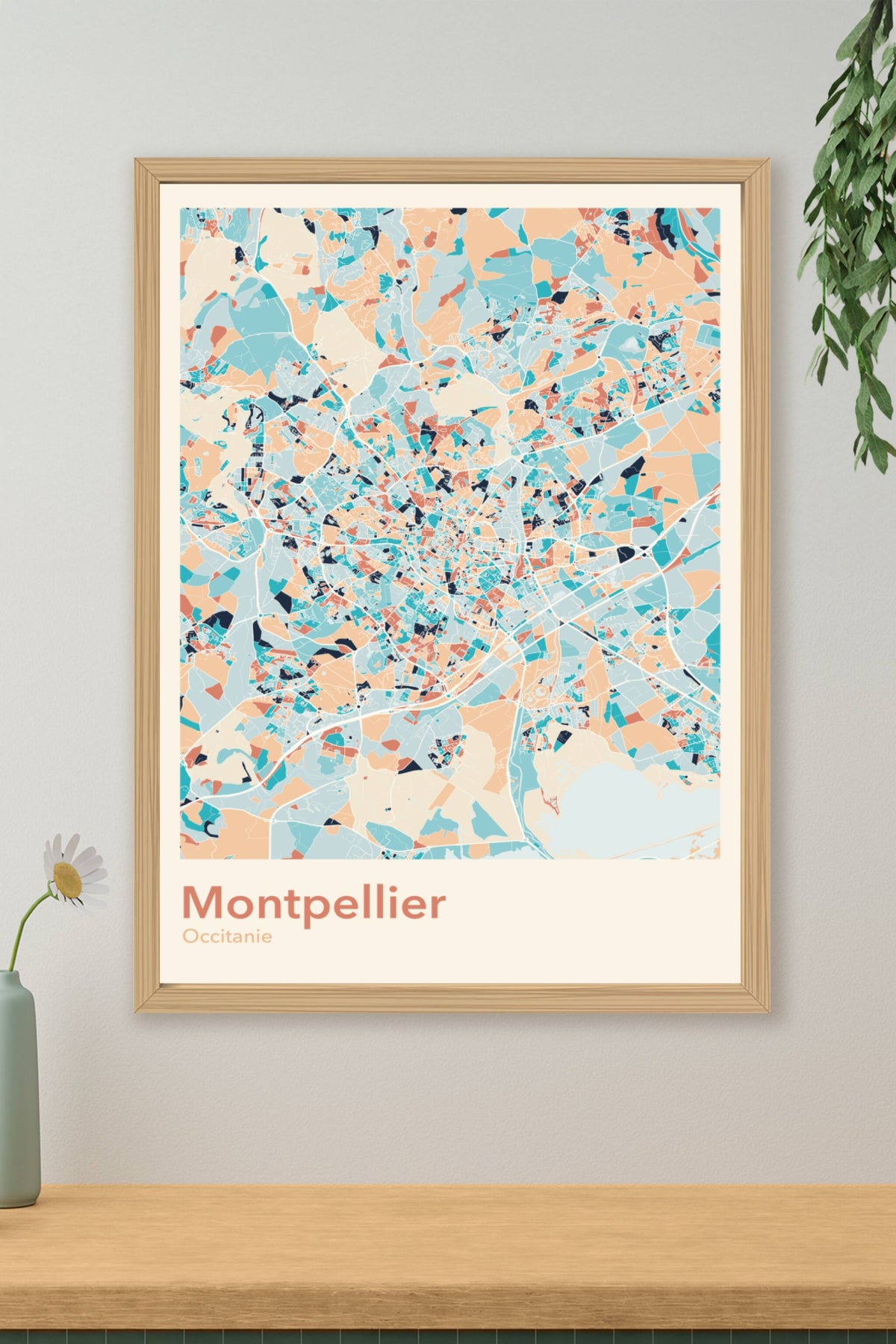 Plan de Montpellier coloré - Carte personnalisée
