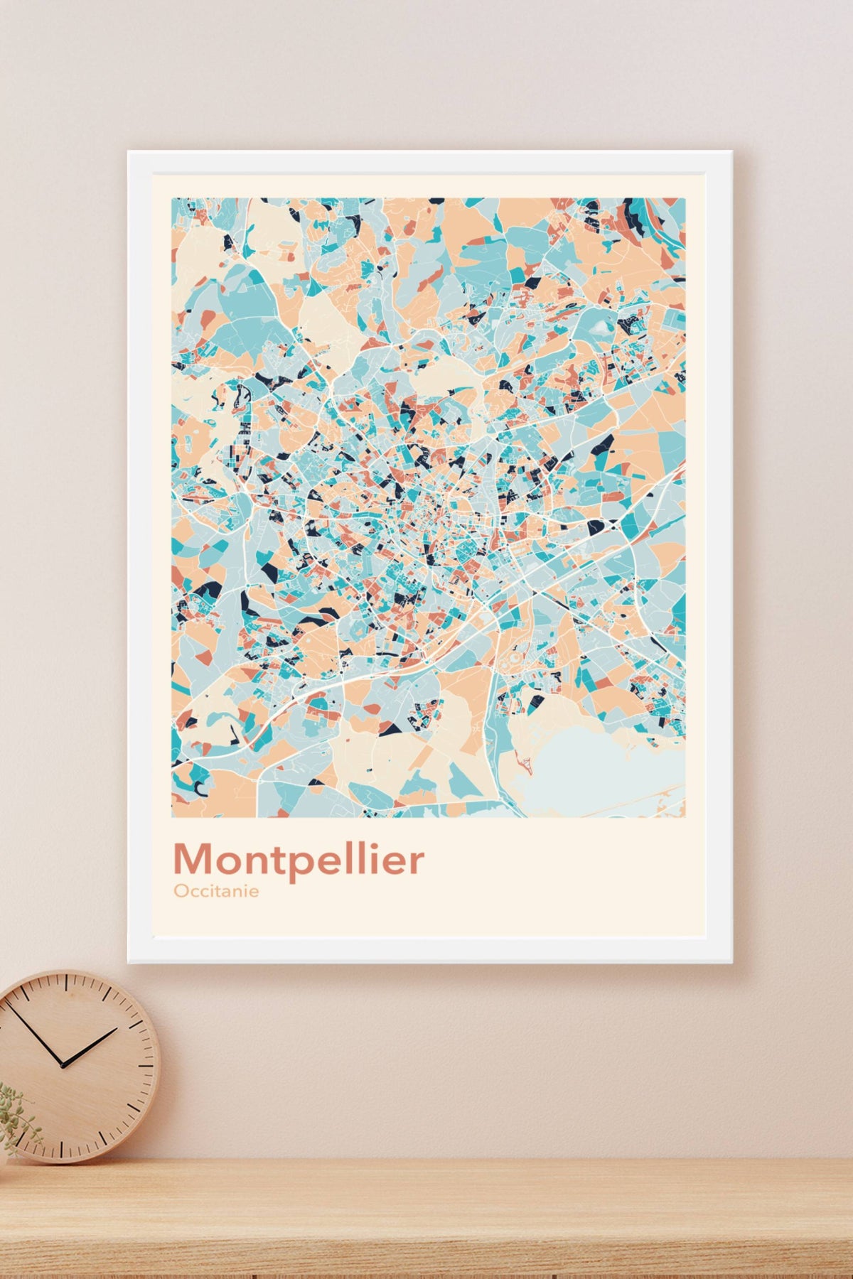 Plan de Montpellier coloré - Carte personnalisée
