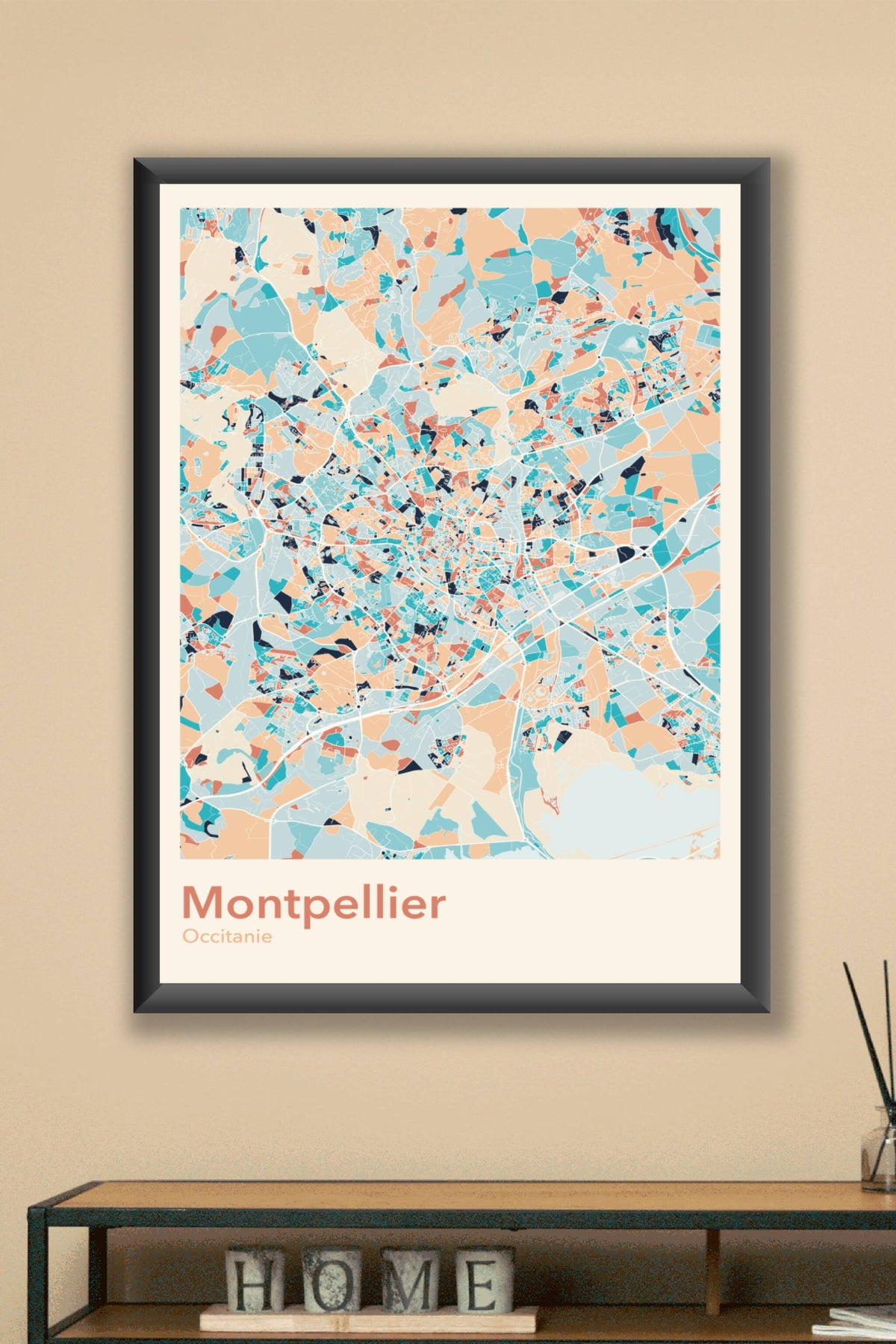 Plan de Montpellier coloré - Carte personnalisée