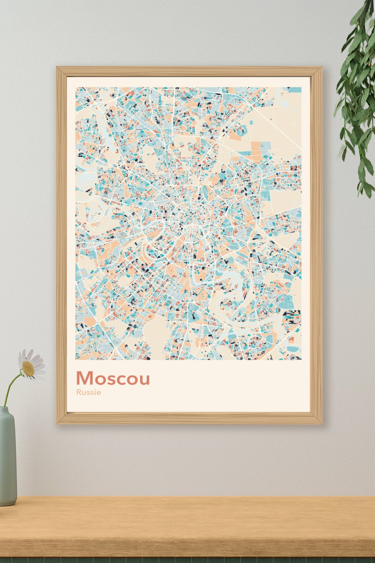 Plan de Moscou coloré - Carte personnalisée