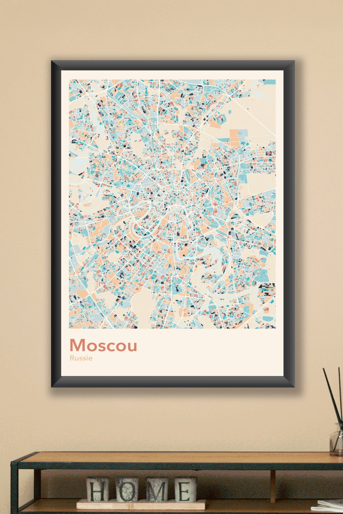Plan de Moscou coloré - Carte personnalisée
