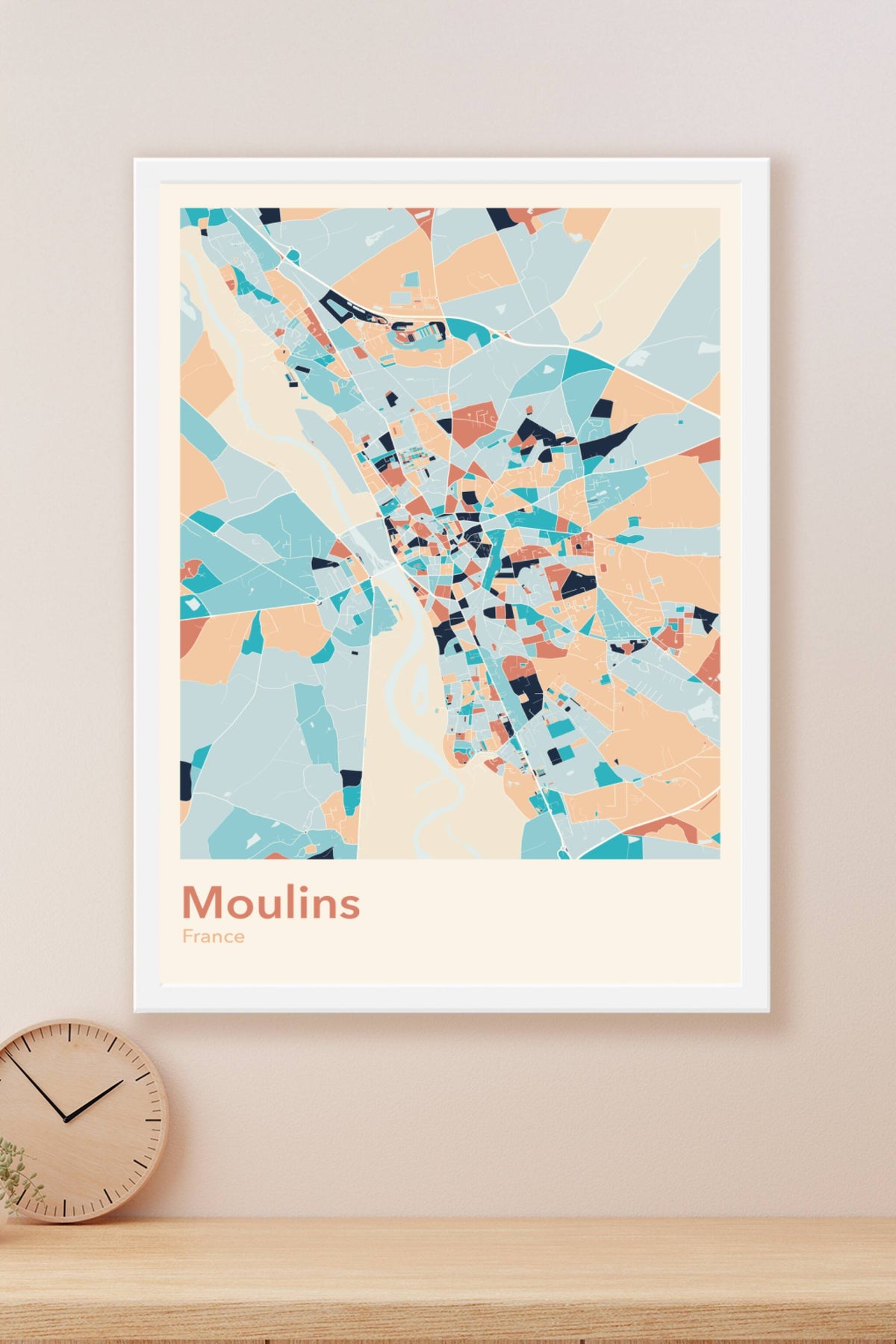 Plan de Moulins coloré - Carte personnalisée