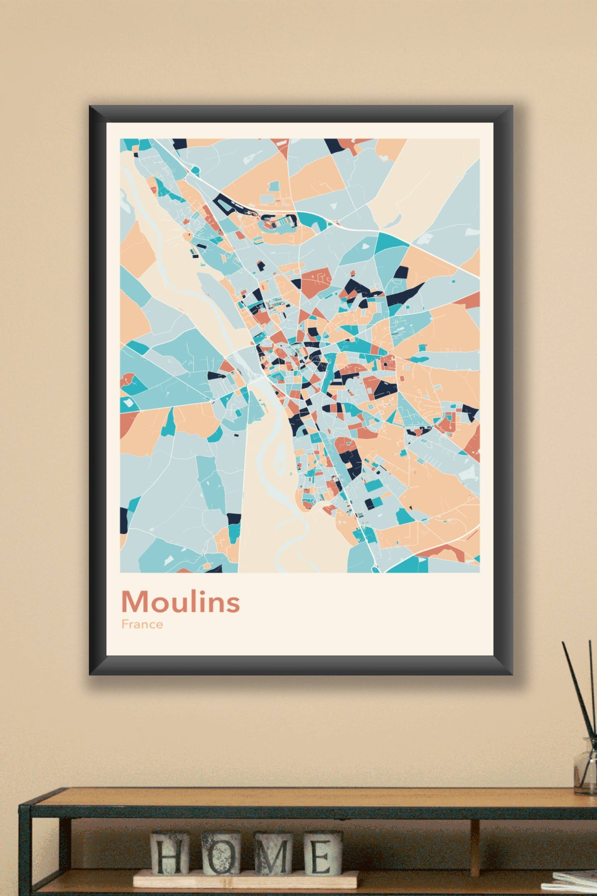 Plan de Moulins coloré - Carte personnalisée
