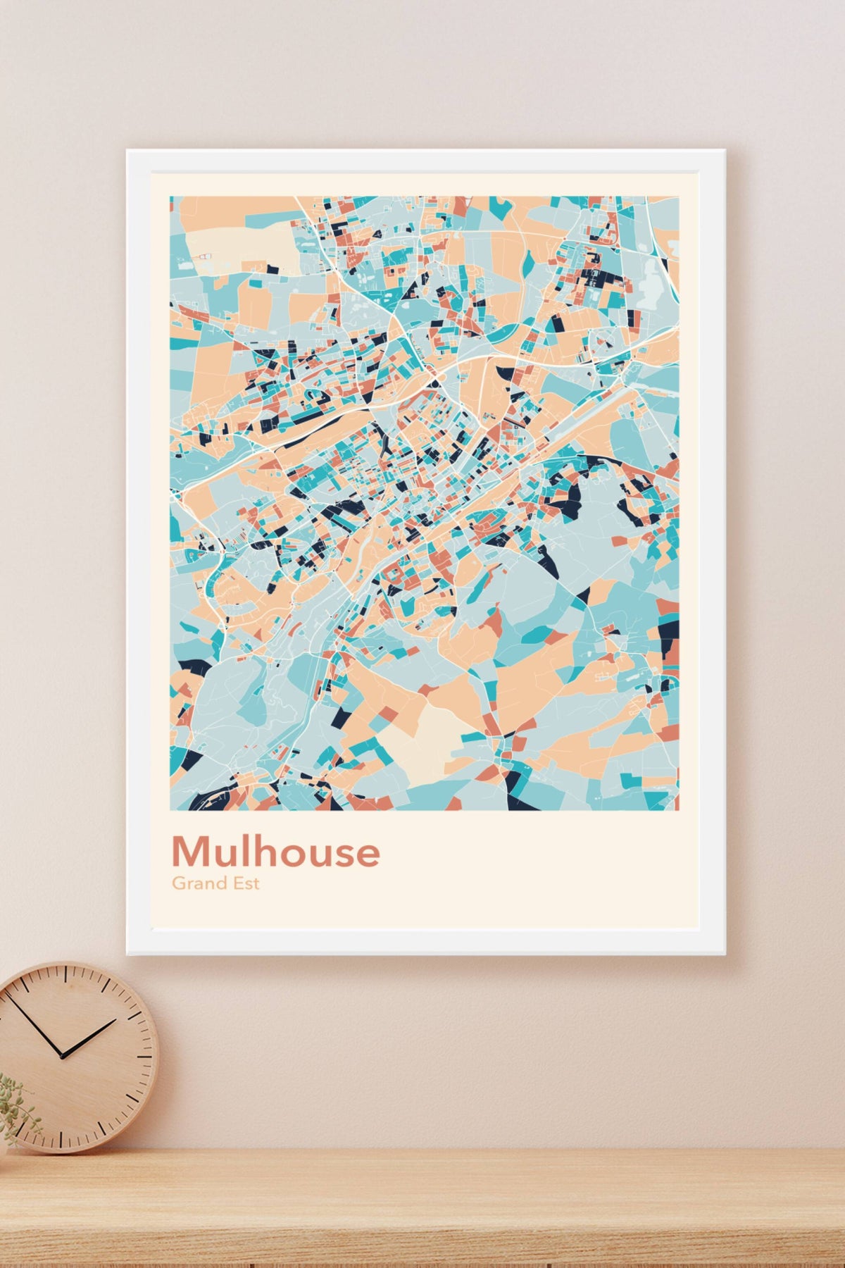 Plan de Mulhouse coloré - Carte personnalisée