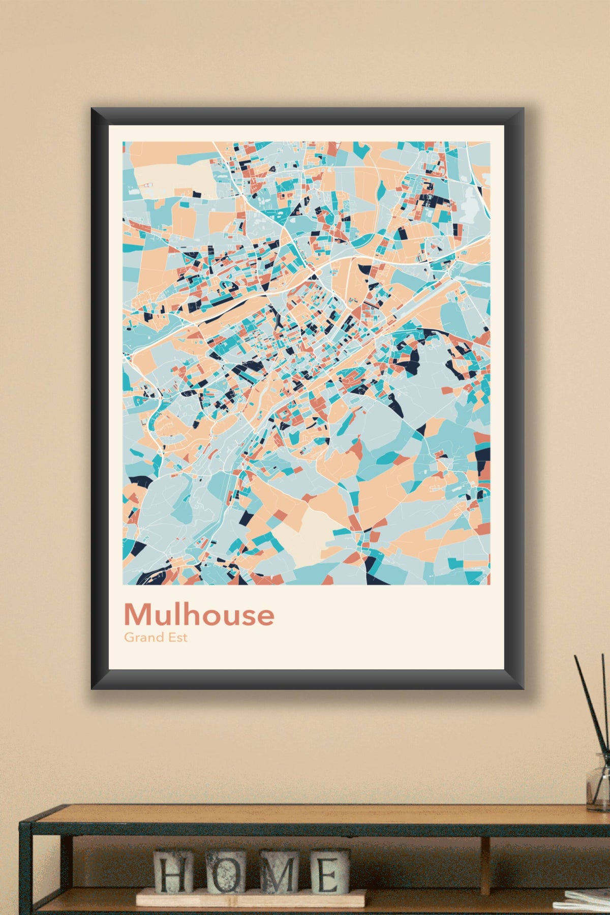 Plan de Mulhouse coloré - Carte personnalisée