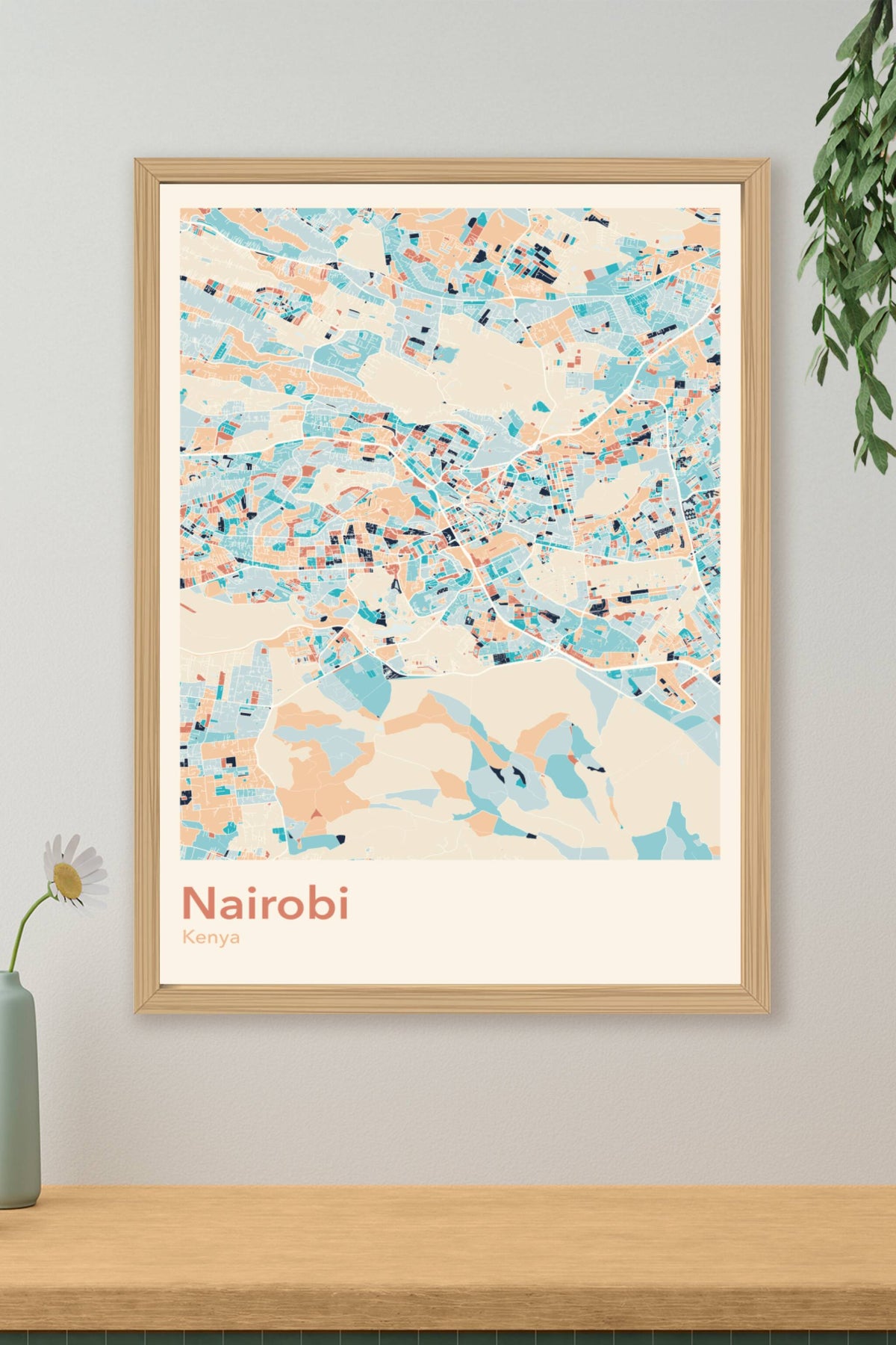 Plan de Nairobi coloré - Carte personnalisée
