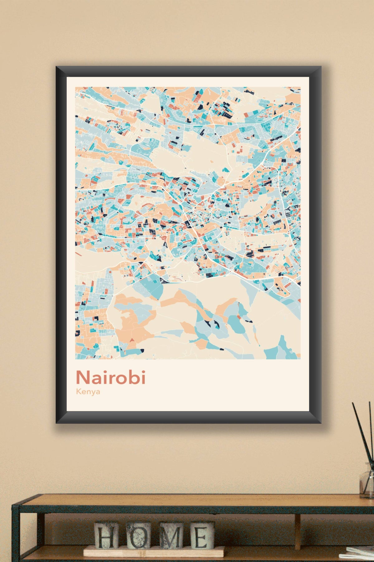 Plan de Nairobi coloré - Carte personnalisée