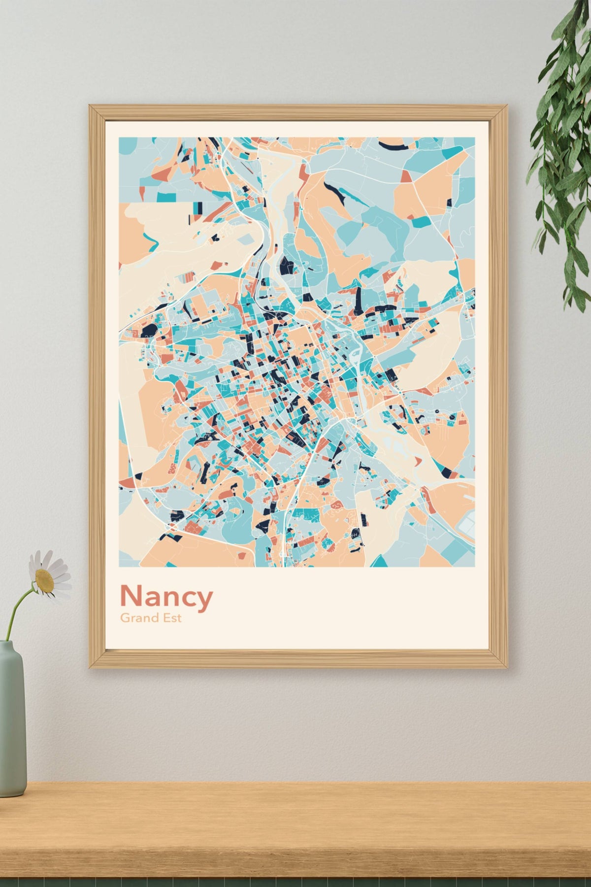 Plan de Nancy coloré - Carte personnalisée