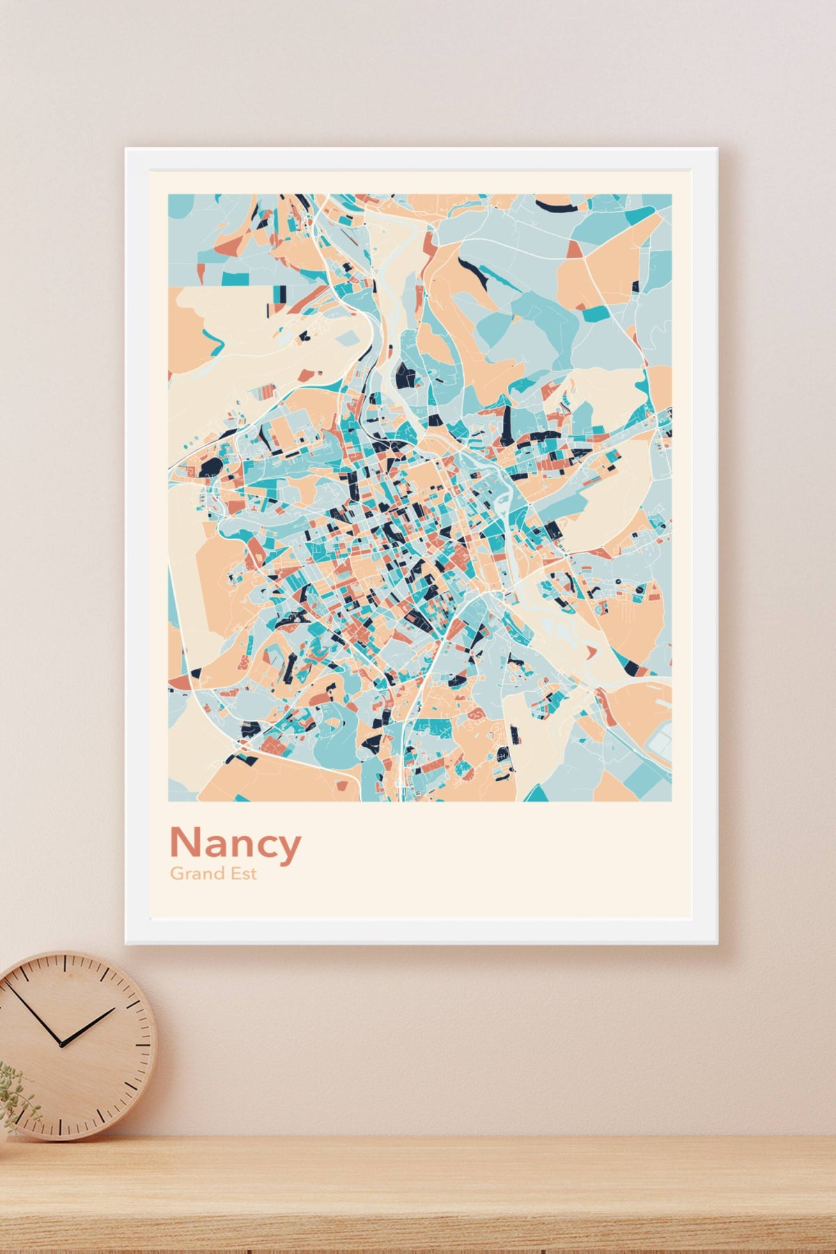 Plan de Nancy coloré - Carte personnalisée