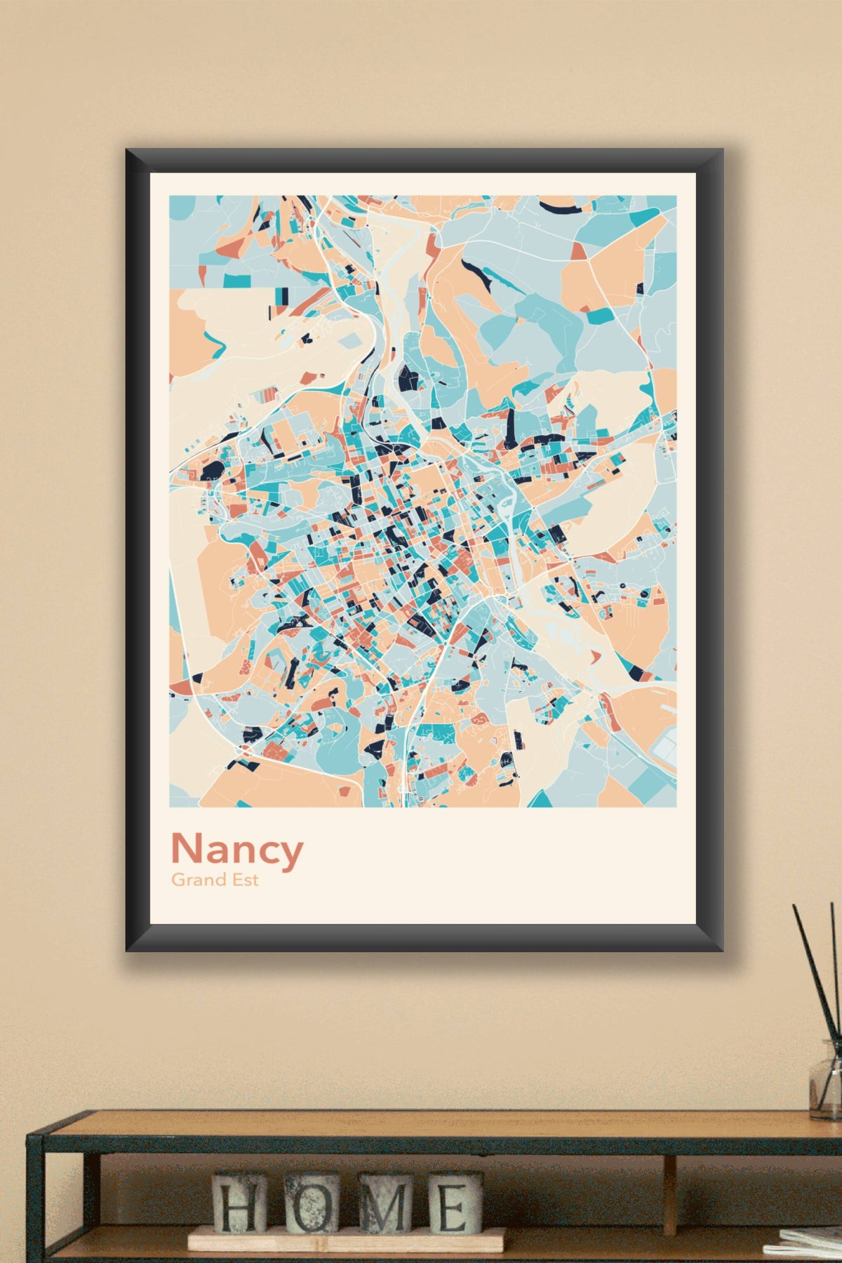 Plan de Nancy coloré - Carte personnalisée