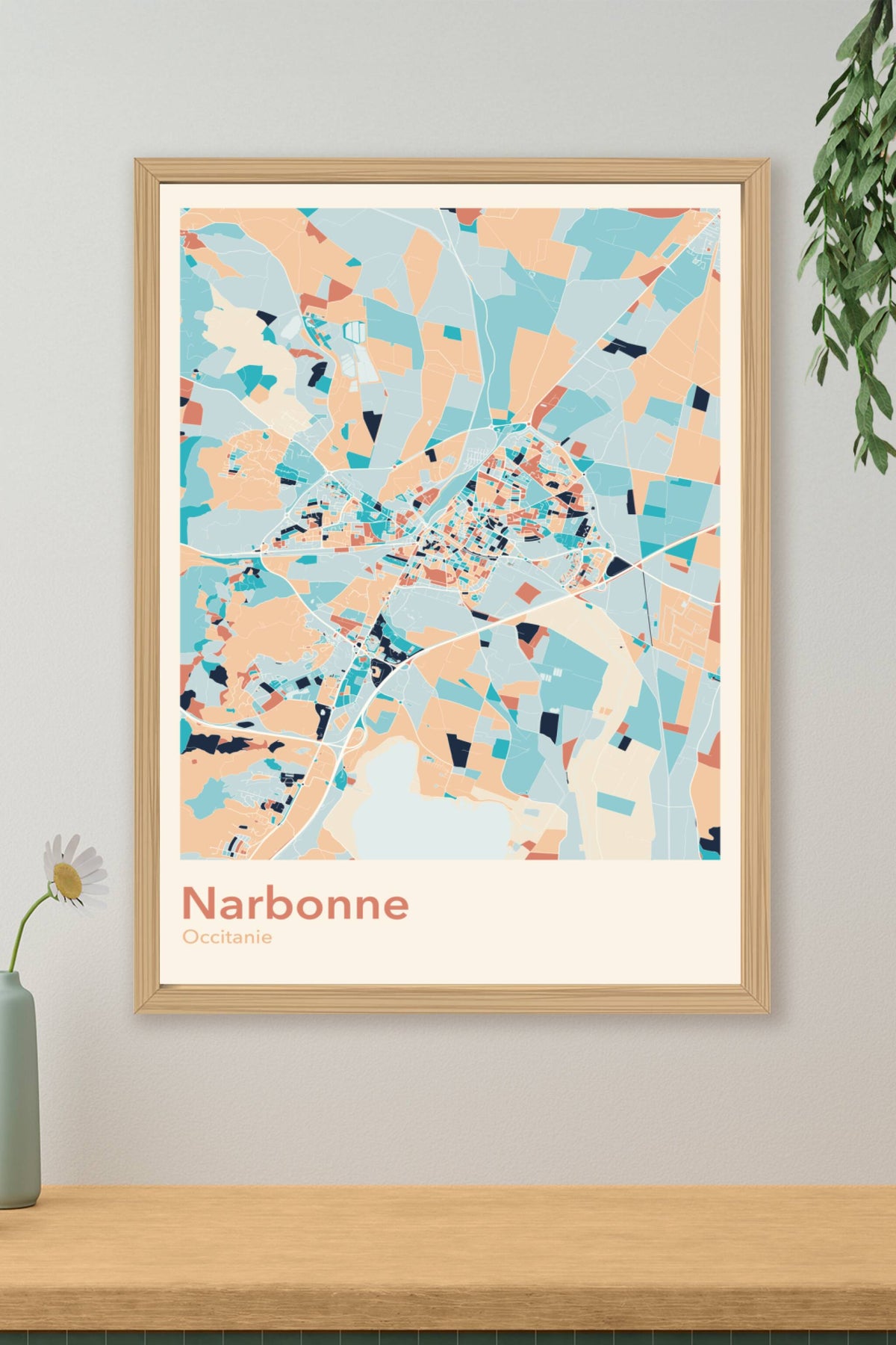 Plan de Narbonne coloré - Carte personnalisée
